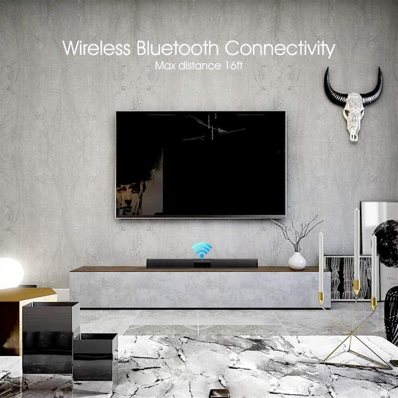 Barre de Son Soundbar, Haut-Parleur de 22 Pouces for la télé Barre de Son 2.0 canaux câblés et sans Fil Bluetooth avec subwoofers intégré Haut Parleur
