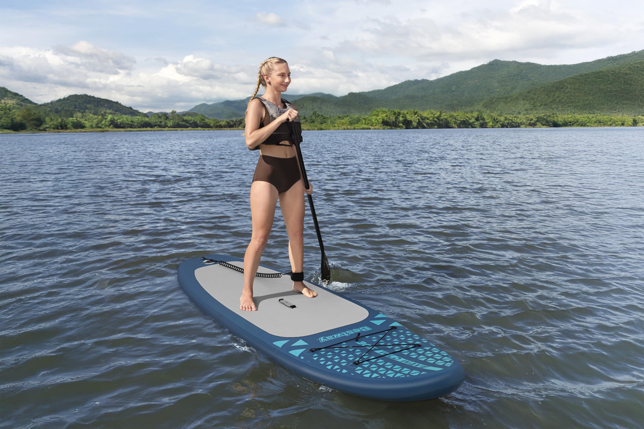 Bestway SUP Allround Board-Set Wildwave 305 x 76 x 12 cm – Aufblasbares Stand Up Paddle Board, SUP Komplettset für Einsteiger mit Paddel, Pumpe & Rucksack