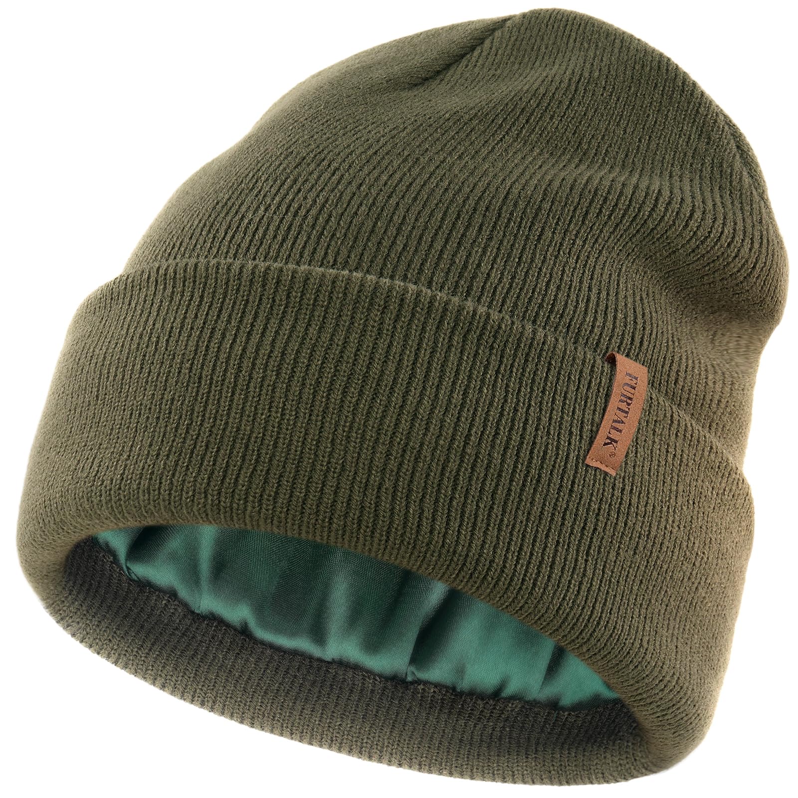 FURTALK Satin Lined Beanie for Women Men Knit Beanie Hat Acrylic Winter Hats Warm Slouchy Skull Cap