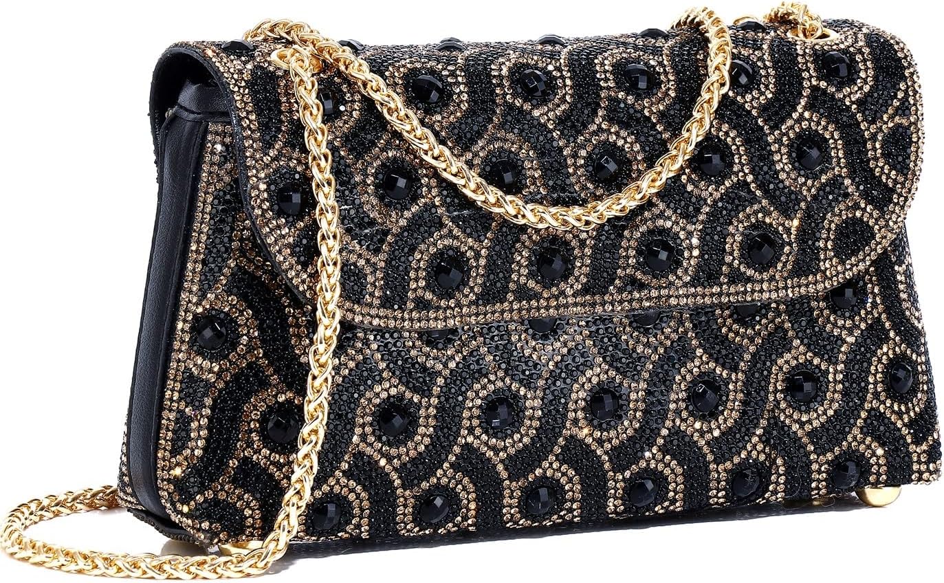 DETARA Rhinestone Clutch Purses for Women Crystal Evening Handbag Sparkly Shoulder Bag Crossbody Bag for Cocktail Prom Party