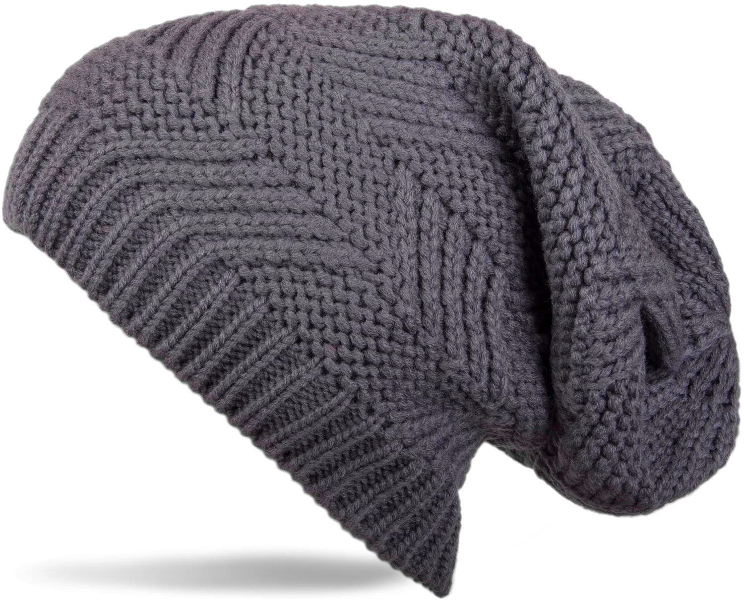 styleBREAKER Classic Warm Unisex Long Beanie Knit hat with Structured Pattern 04024017, Colour:Grey