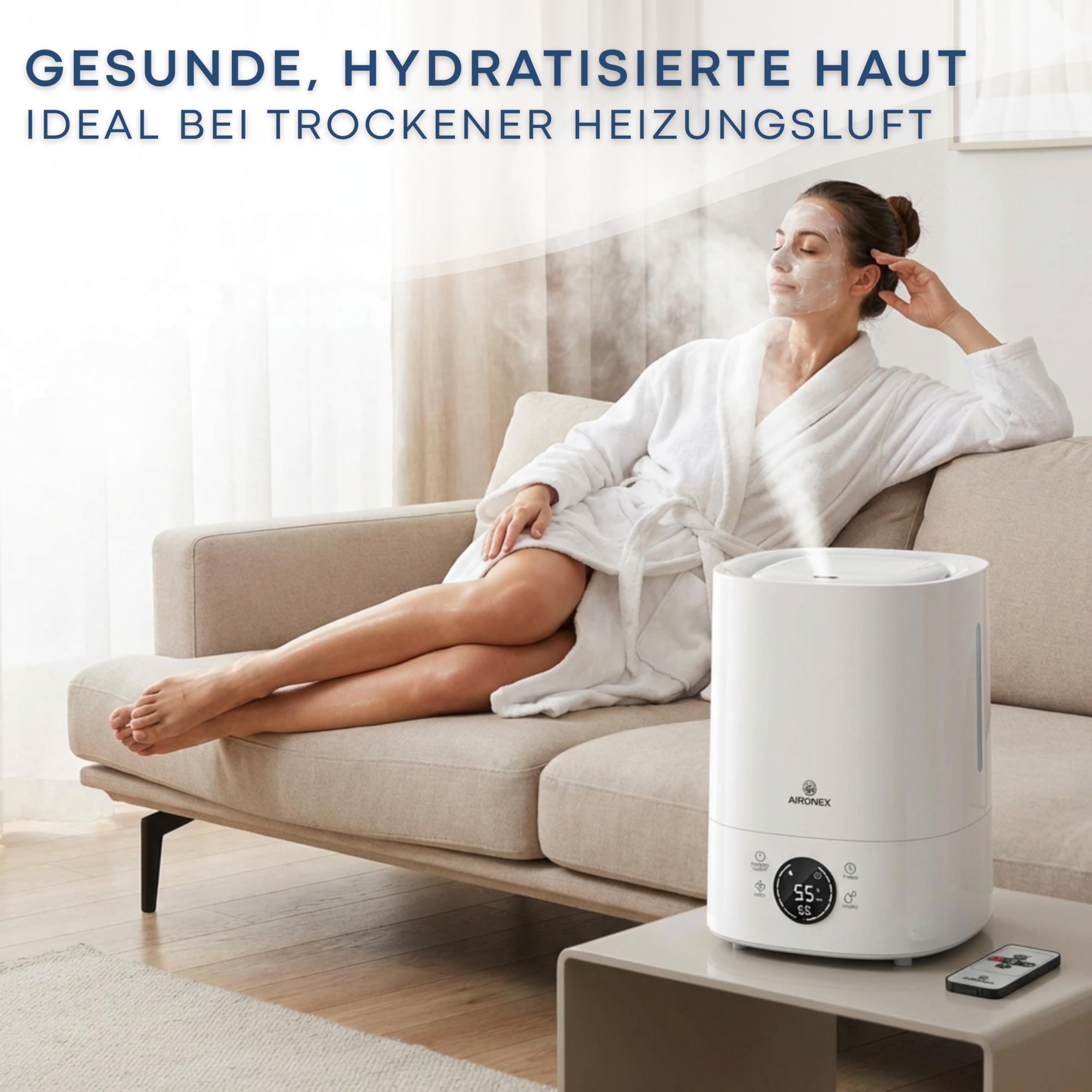 Luftbefeuchter 6 Liter – Top-Fill – Aroma – Luftbefeuchter – Humidifier – Geeignet für Wohnzimmer, Büro, Babyzimmer, Schlafzimmer