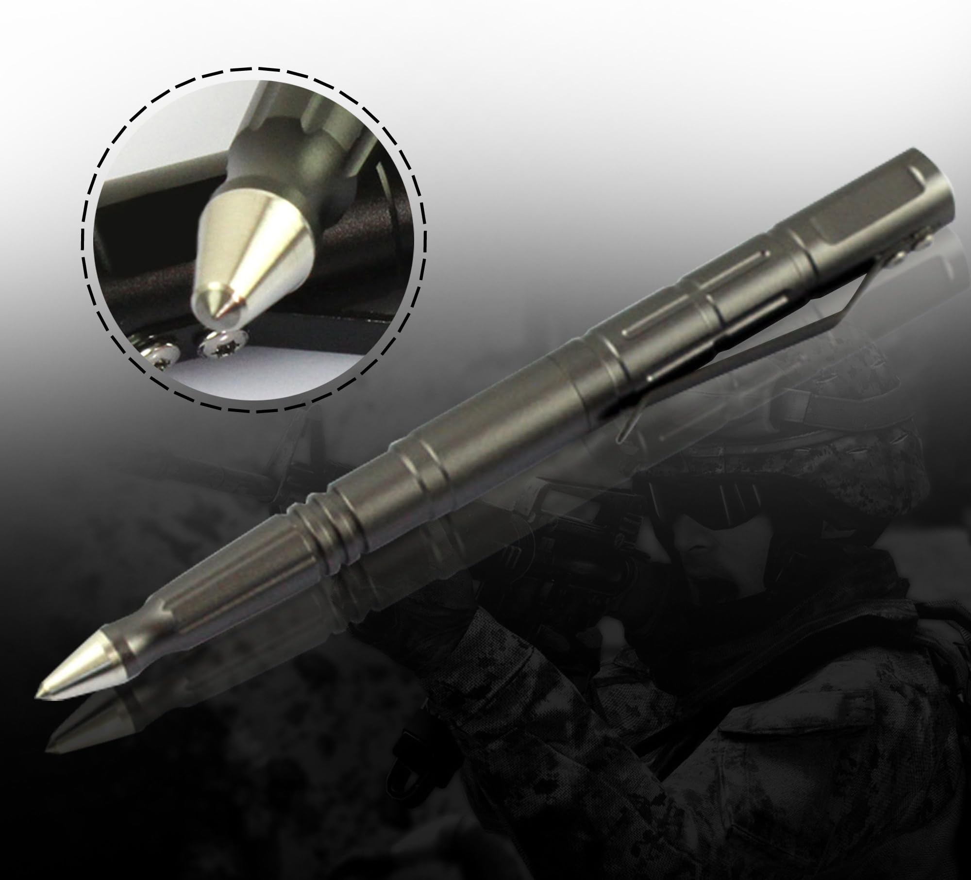 Luxury Aircraft Aluminum Tactical Defense Pen ,Tactical Pen ,Amy Pen Emergency Tool (GREY)