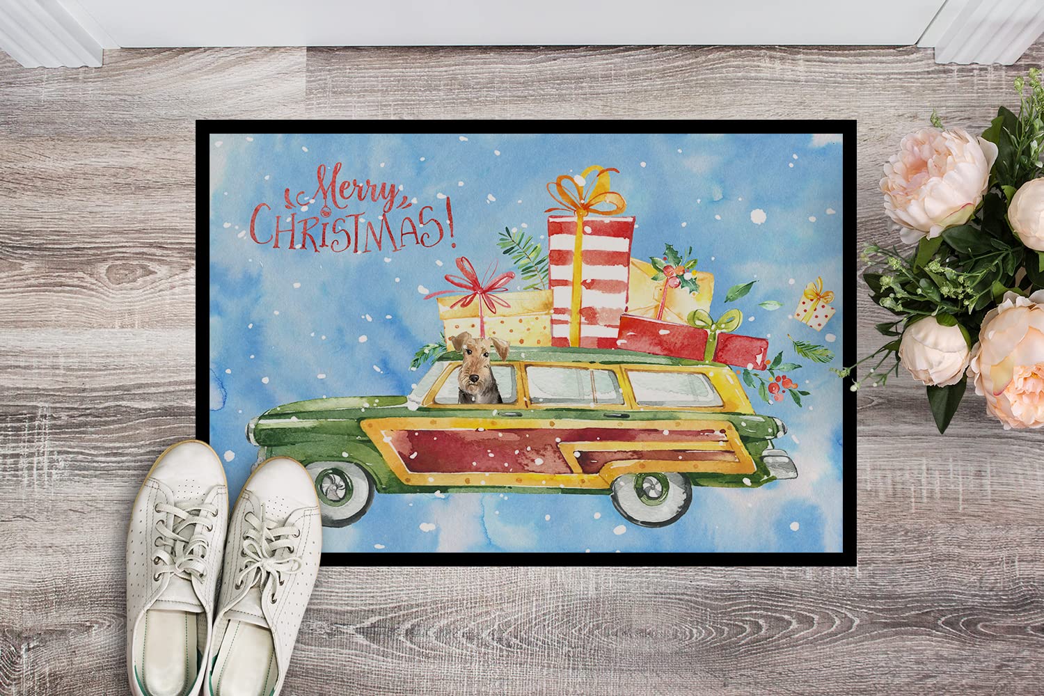 Caroline's Treasures Zerbino con scritta Merry Christmas Welsh Terrier, multicolore, 18 x 27 cm