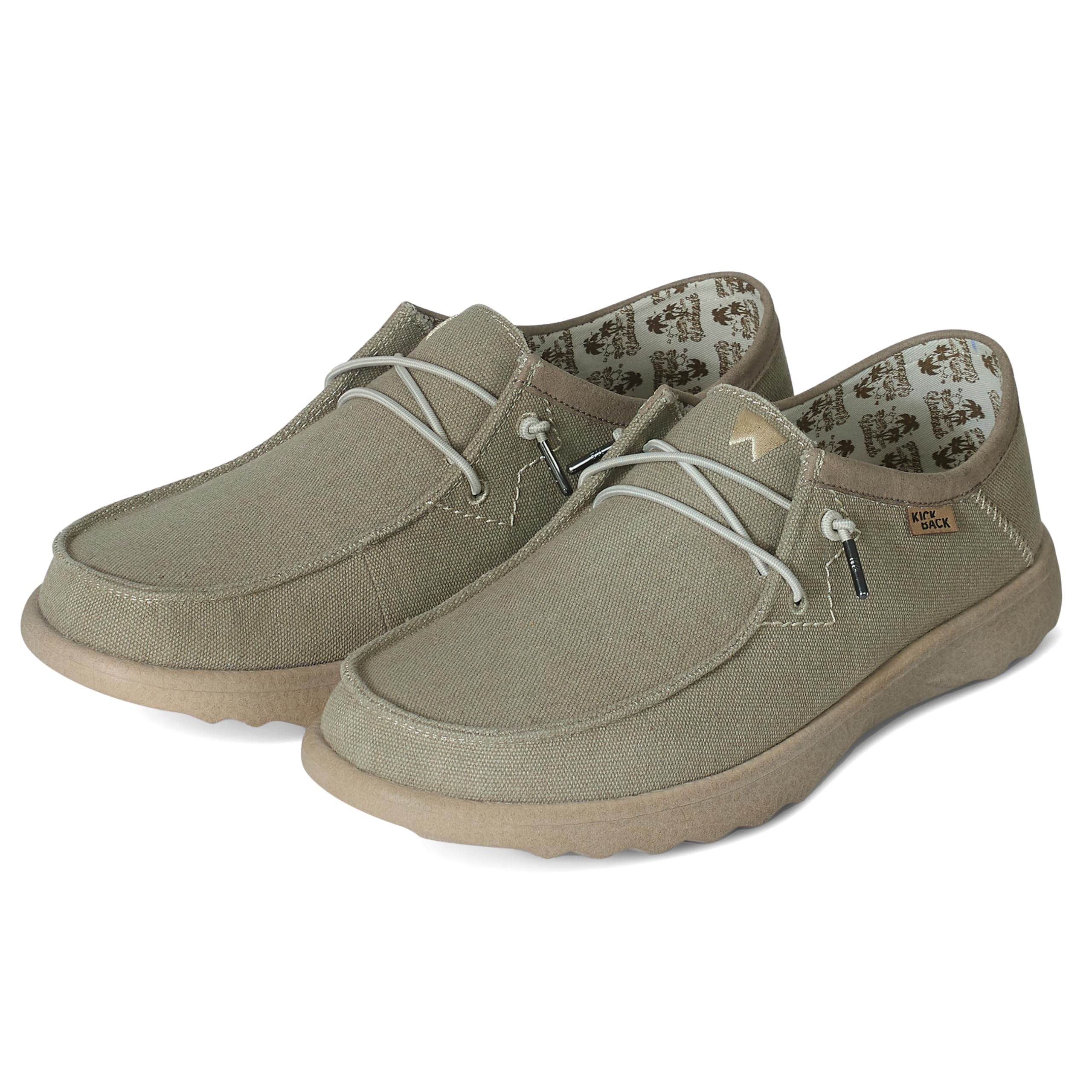 Kickback Lounger Zapatos de Verano para Hombre en Lona – Mocasines Slip‑On sin Cordones con Cordones Elásticos – Zapatillas Ligeras para Interior y Exterior con Suela Antideslizante