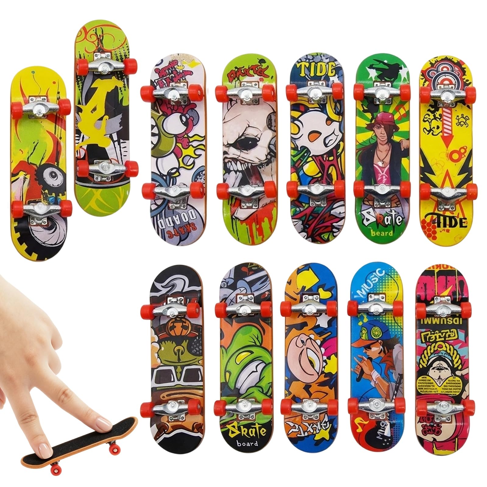 dienjason 12 Pcs Finger Skateboards, Mini Skateboard, Finger Skateboard