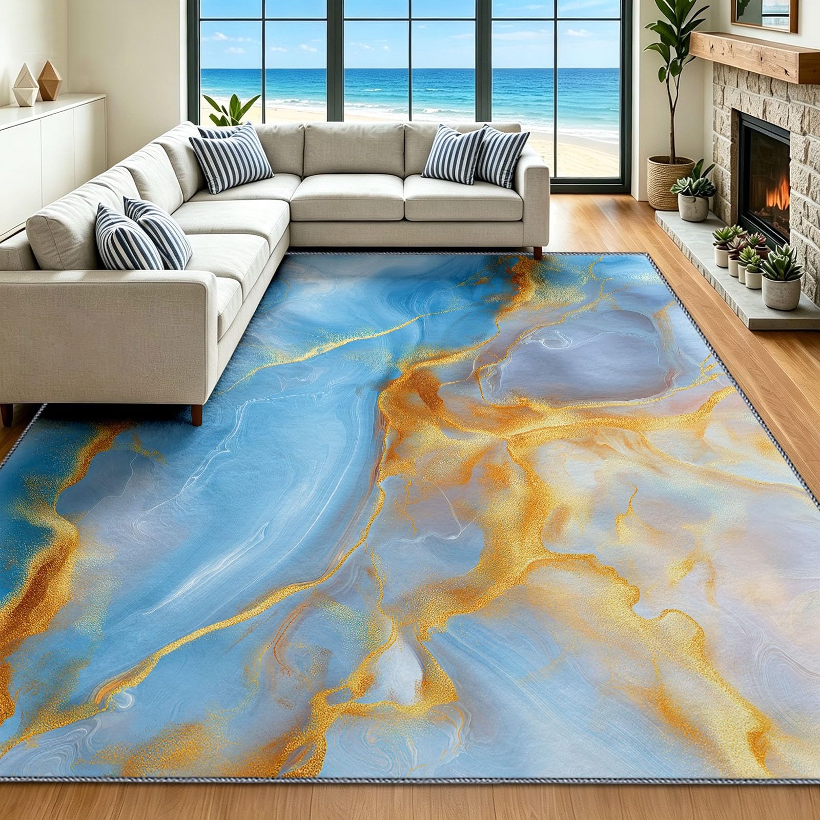 Lavable Tapis Moderne Luxe Salon Pile Courte Rug 120 x 170 cm