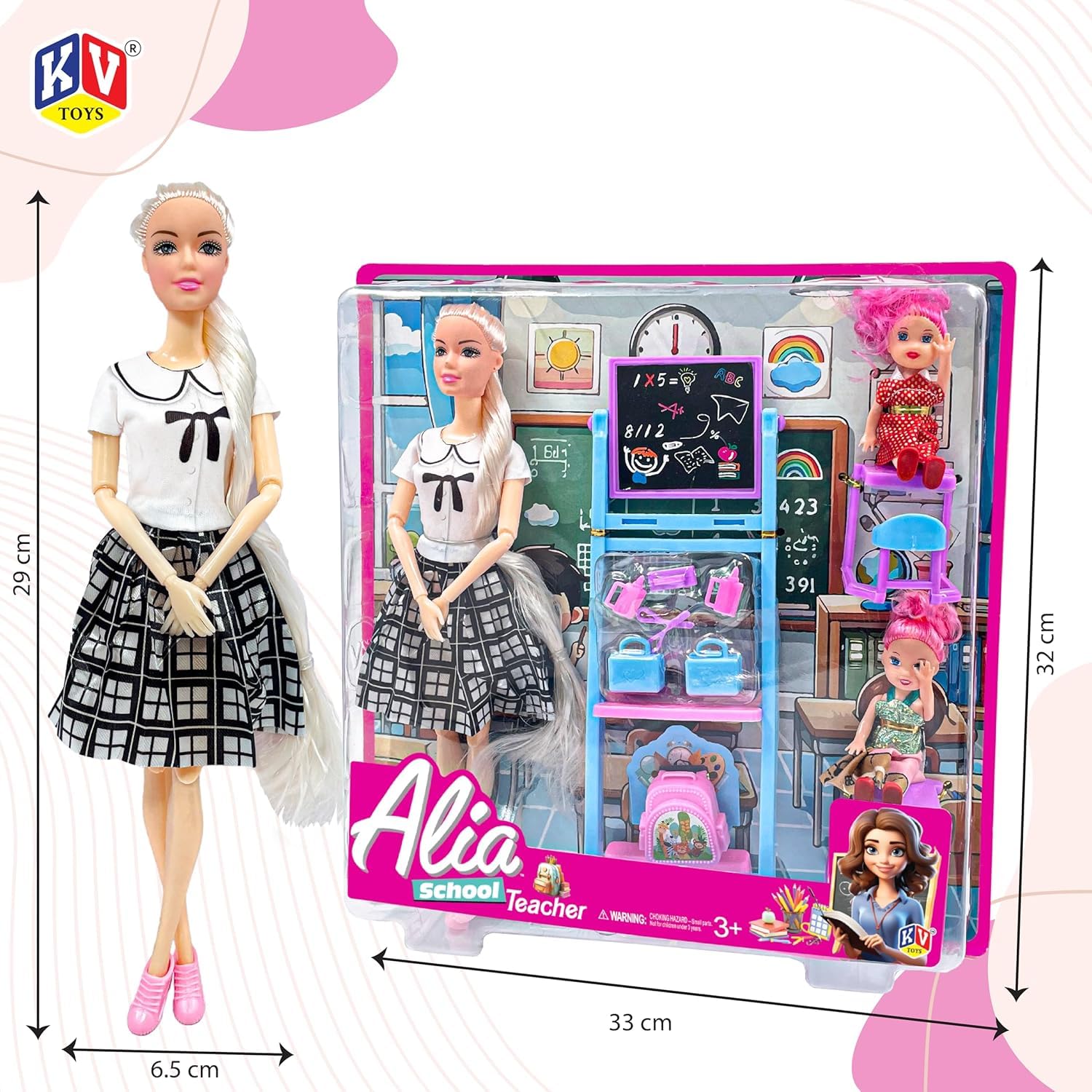 WizToy Lyla Alia School Teacher Doll Set – Classroom Role Play Kit
