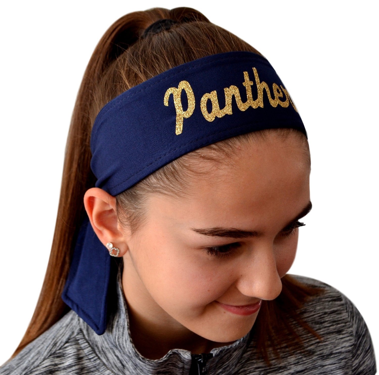 Tie Back Sport Headband with Your Custom Team Name or Text in Glitter by Funny Girl Designs