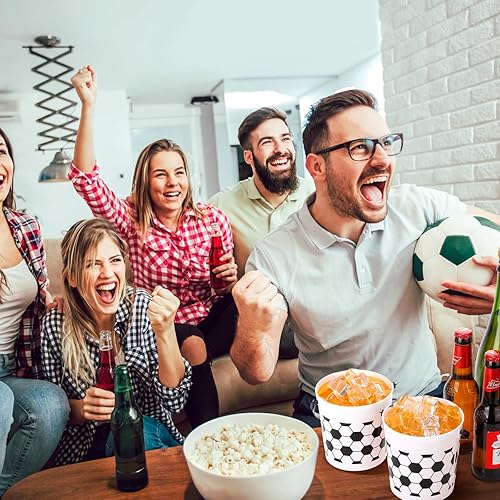 Miniatura 9 de Mifoci Cubo de plástico pequeño con asas de 34 onzas, versátil cubo de fútbol para golosinas de fútbol, cubo de hielo a granel para bebidas de vino,