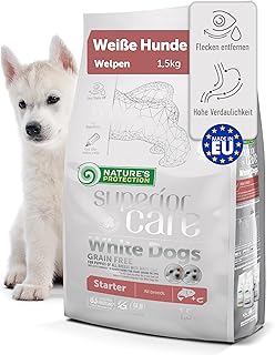 Nature's Protection Superior Care Dry Grain-Free Dog Food - Hypoallergenic Puppy Food with Salmon for White Dogs of All Breeds, Dry Food for Puppies, 1.5 kg product image
