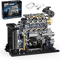 Running Inline 4-Cylinder Diesel Engine Model Kit for Adults - 1029PCS MOC Building Set with Rechargeable Motor, Lego Compatible STEM Toy