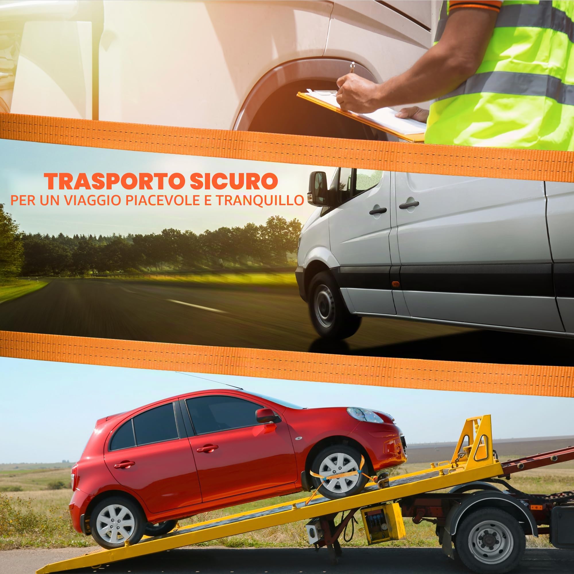 4 pezzi cinghie di tensione per trasporto auto | 35mm | lunghezza 3300 mm | 3000 daN | cinghia di ancoraggio | fissaggio ruota | auto | cinghia per pneumatici | rimorchio | veicoli commerciali |