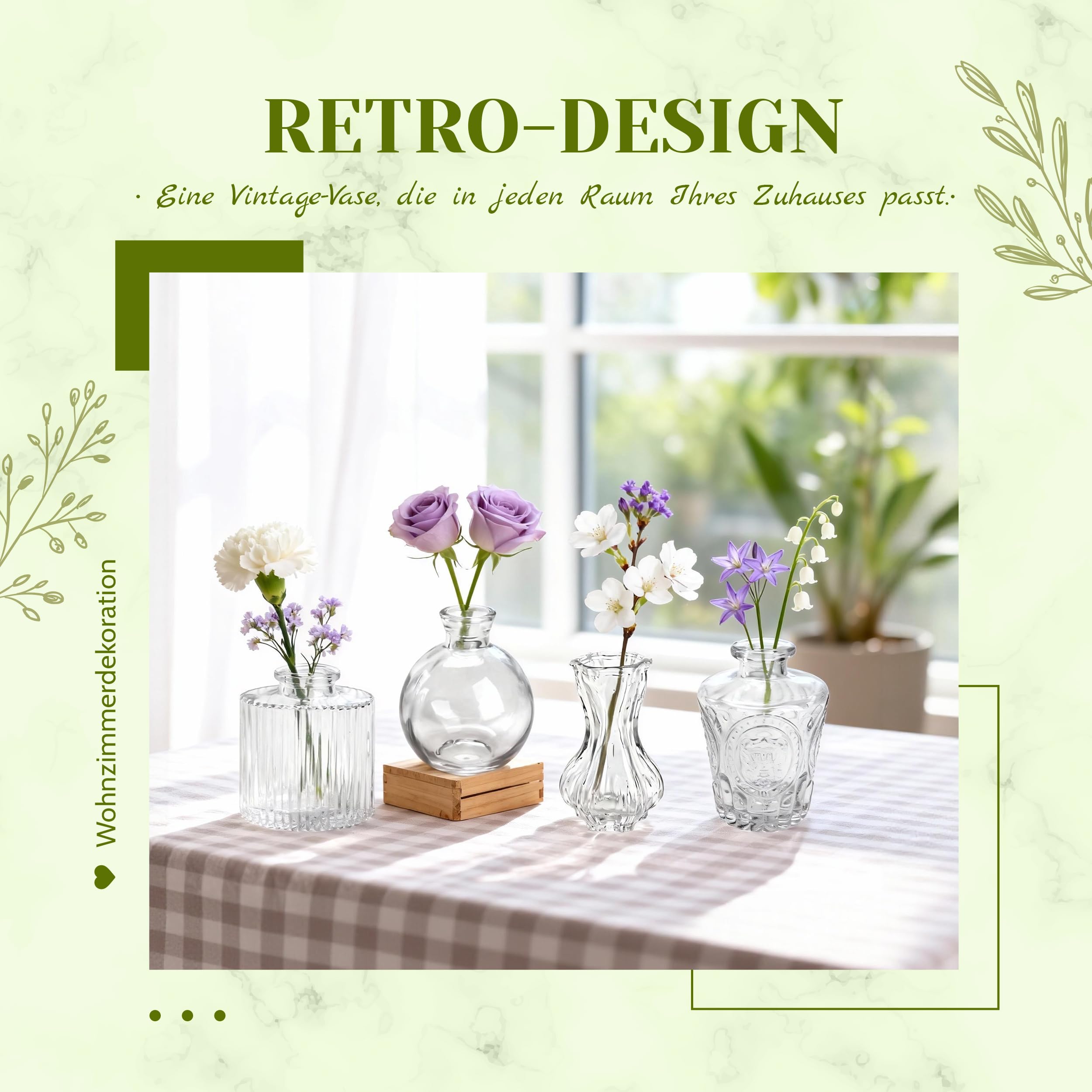BTSD-home 20 Stück Blumenvase Set, Kleine Vasen für Tischdeko mit elegantem Design, robust zur Hochzeitsdeko, Tischdeko und Party Deko