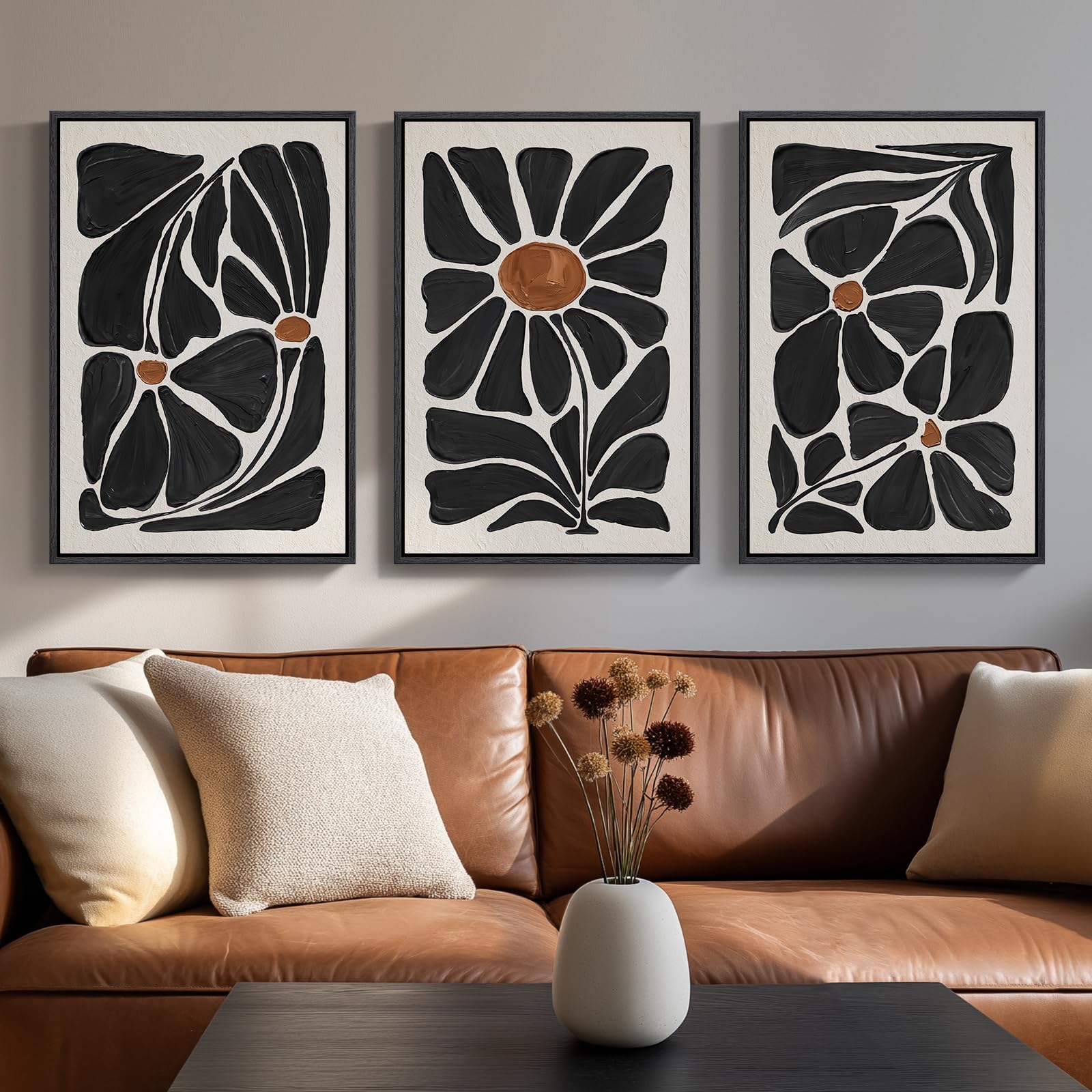 Amazon.com: Framed Black and White Abstract Wall Art, 3 Piece