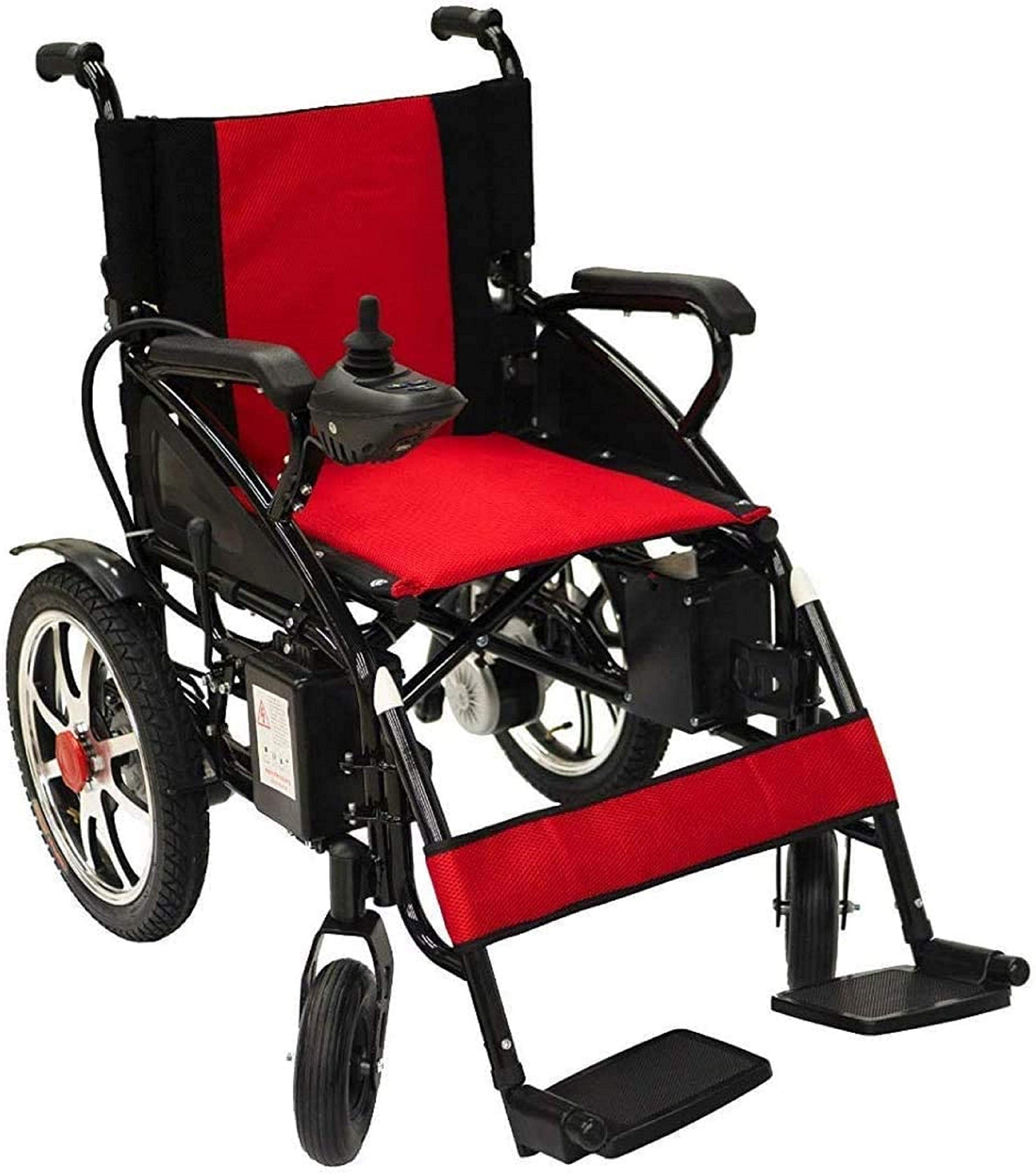 Foldable Lightweight Electric Transport Medical Wheelchair (Red)