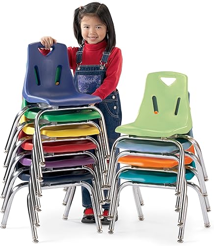 Miniatura 3 de Jonti-Craft Berries 8148JC1112 - Silla apilable con patas cromadas, 18 pulgadas de altura, color azul marino