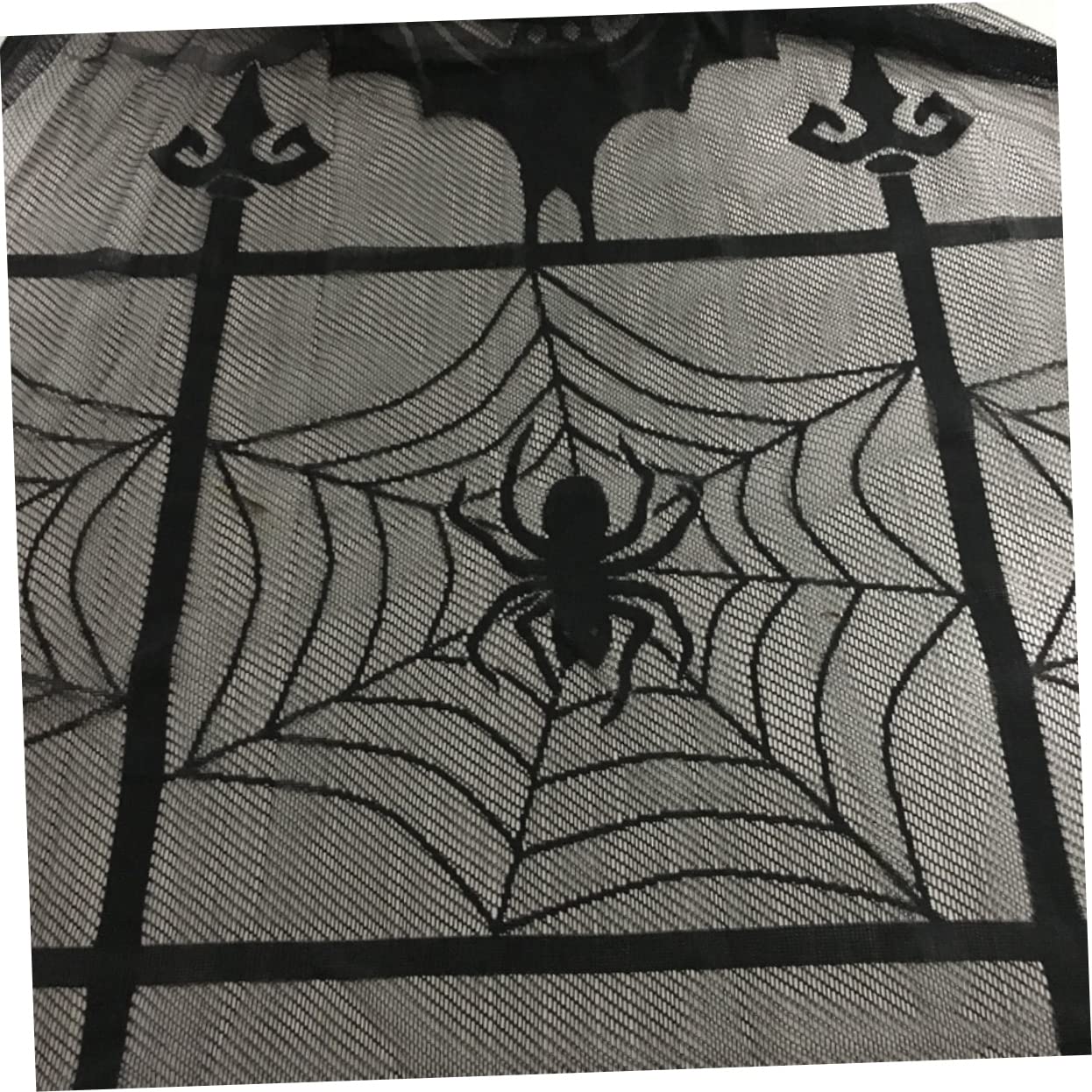 IMIKEYA 4 Pièces Rideau De La Fenêtre Décorations De d'halloween Rideau à Franges Rideaux Transparents Noirs Rideaux en Toile D'araignée Décoration De Fête d'halloween Portière