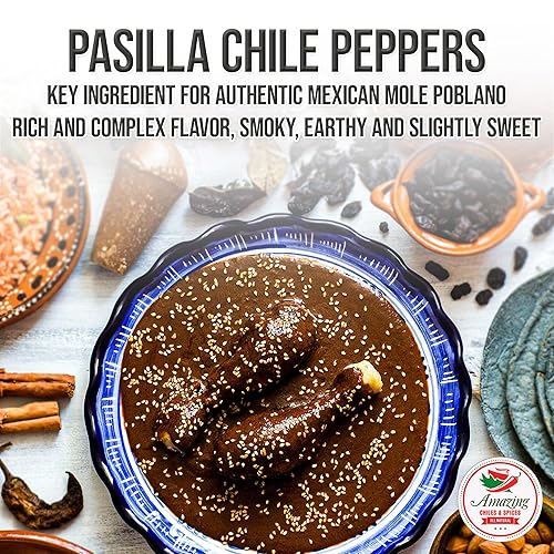 Miniatura 5 de Pasilla Chiles Secos 1LB (16oz) - Grapa en la cocina mexicana topos, salsas, guisos, salsa. Calor suave - Sabor picante y punget