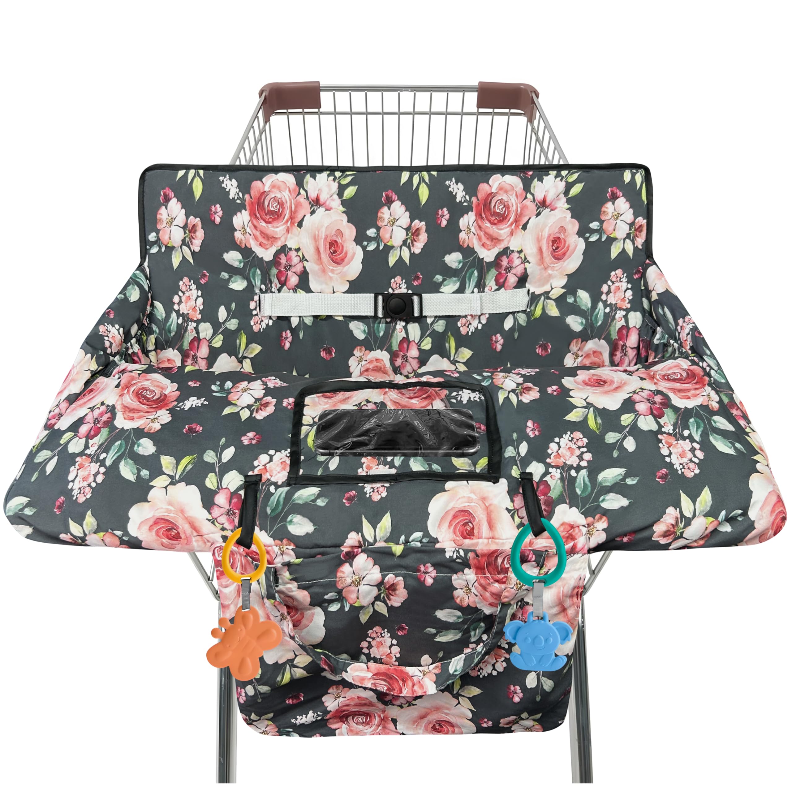 Shopping Cart Cover for Baby,2-in-1 High Chair Cover Soft,Portable, and Machine Washable,Comfortable Cotton Seat Pad with Safety Harness and Portable