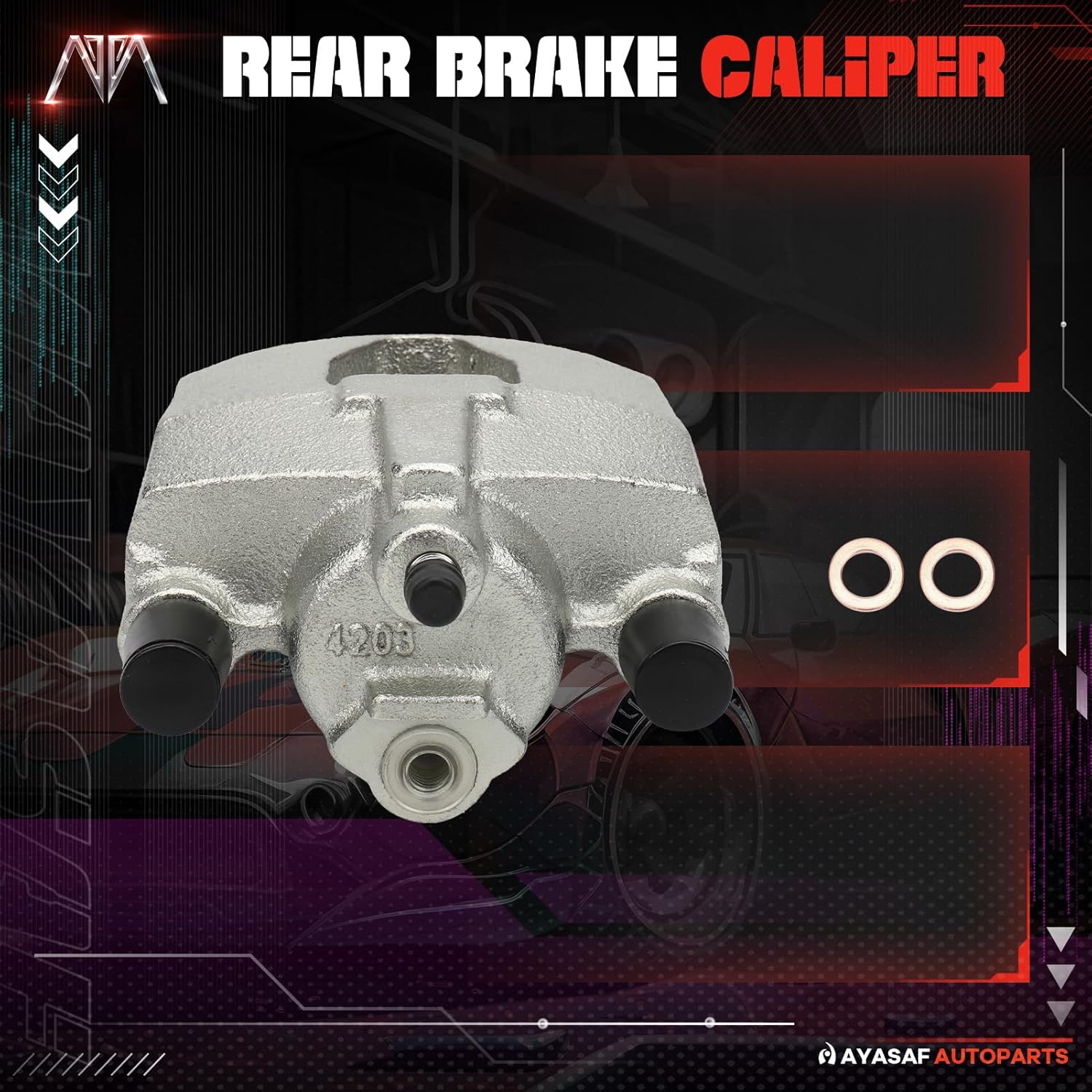 MAYASAF 184774 Rear Left or Right Disc Brake Caliper for Dodge Caravan 2001-2007 3.3L V6, Grand Caravan 2001-2007 3.8L V6, for Chrysler Town & Country 2001-2007