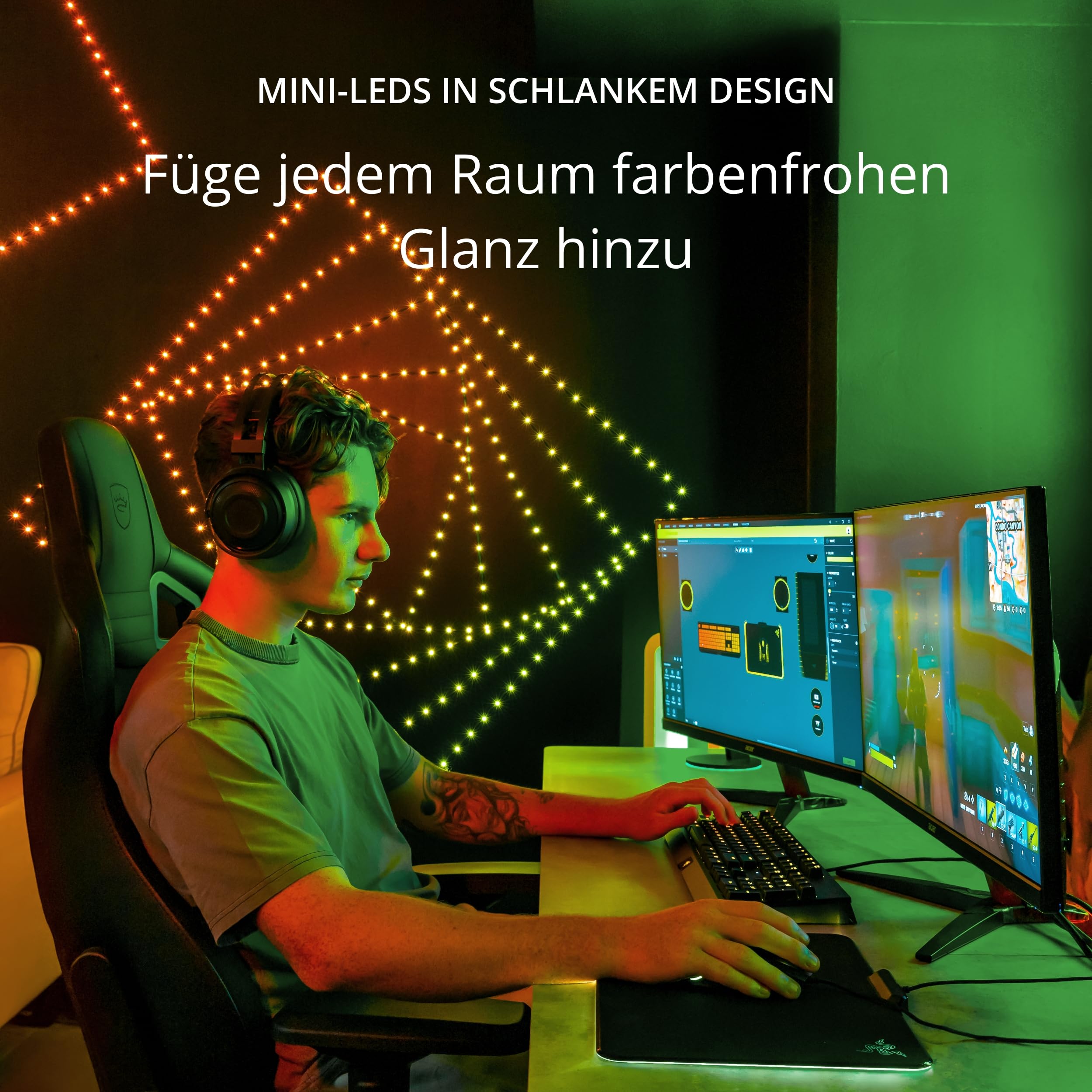 Twinkly Dots 10m, Flexibler RGB-LED-Streifen, für Drinnen und Draußen, Kompatibel mit Alexa und Google Home, IP44, Über 16 Mio. Farben, App-Steuerung, Transparentes Kabel, 200 LED-Lichter