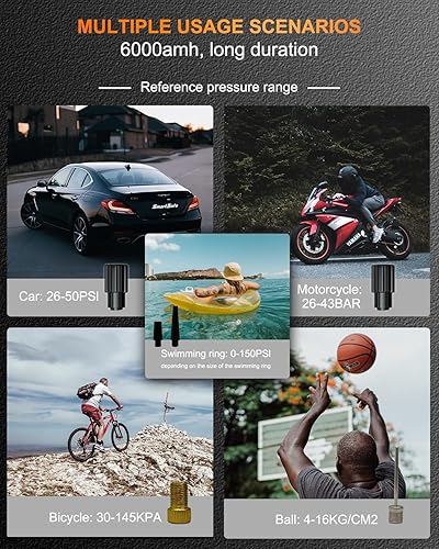 Miniatura 5 de Inflador de neumáticos, bomba de aire portátil para neumáticos de automóvil, 150 psi, potente compresor de aire eléctrico, mini compresor de aire
