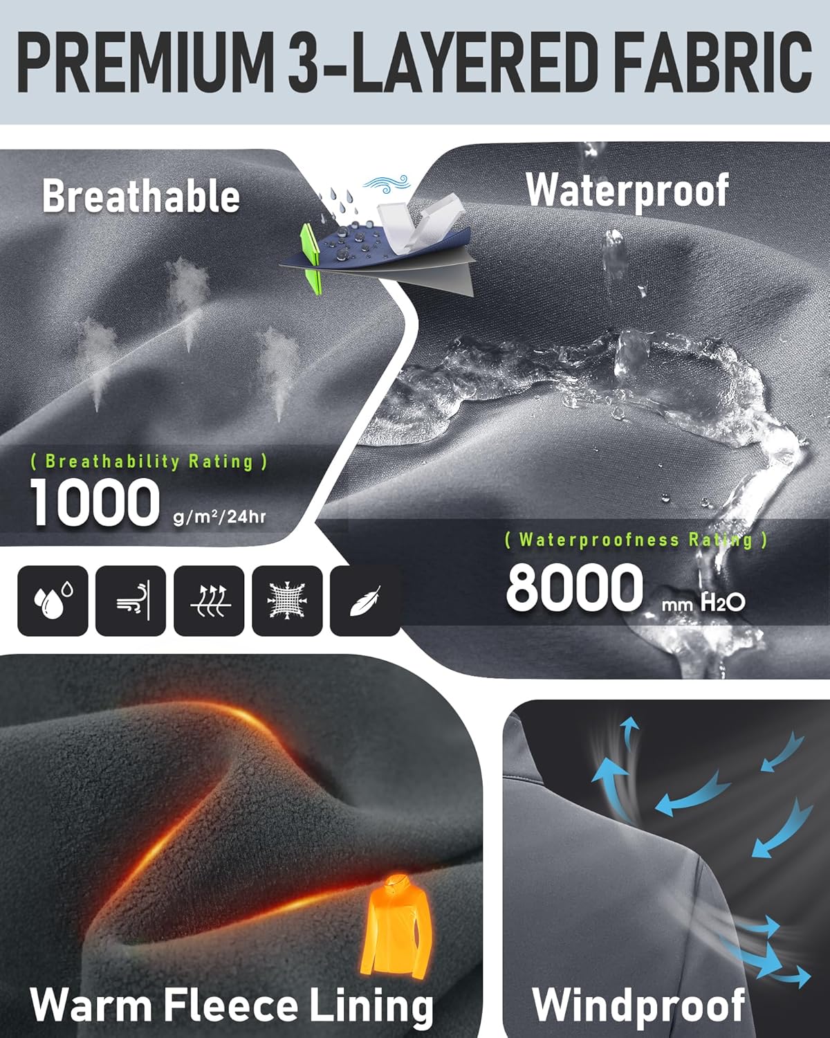 33,000ft Women's Lightweight Softshell Jacket Fleece Lined Windbreaker Waterproof Warm Jacket for Running Golf Hiking - Image 5