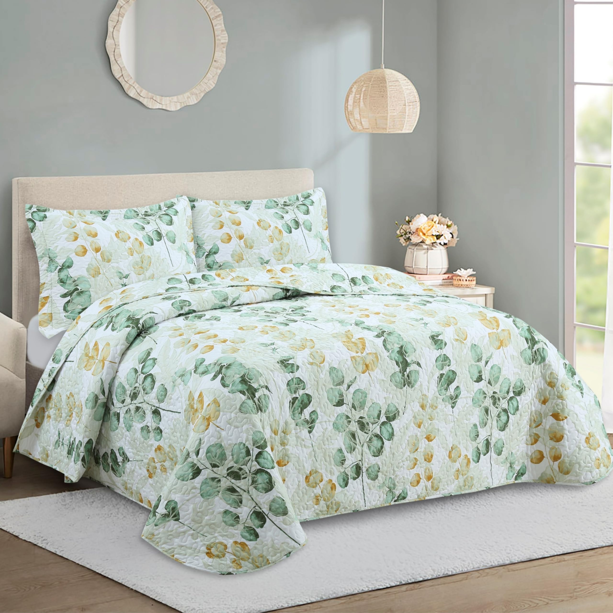 Colcha Boutí Cama 90 (180x270) Estampada para Verano y Entretiempo - Algodón y Poliéster - Cubrecama Ligero y Transpirable con 1 Funda de Almohada (50x70) – Acabado en Punta Redonda (Patras)