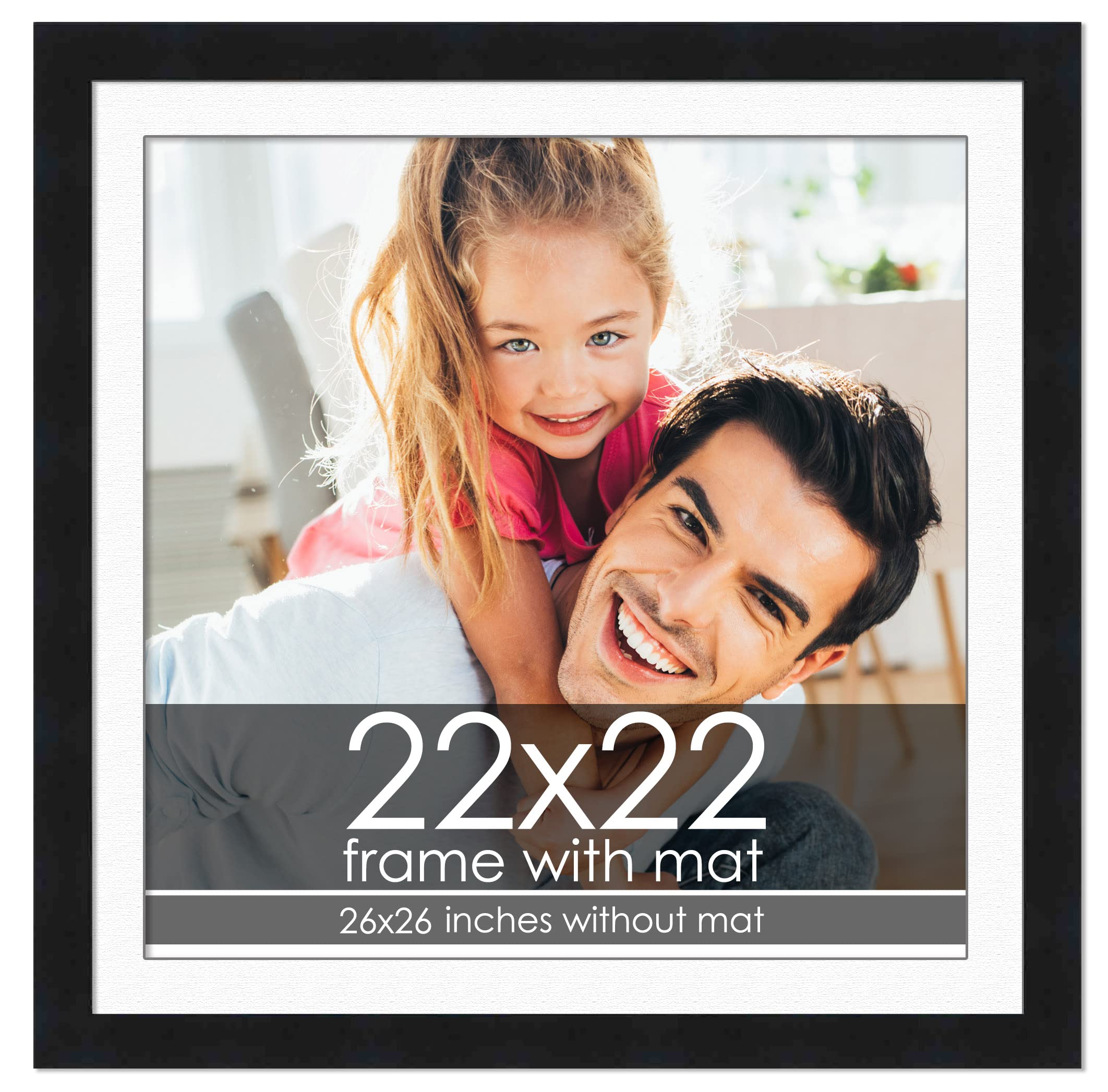 Amazon.com - 22x22 Frame with Mat - Black 26x26 Frame Wood Made to