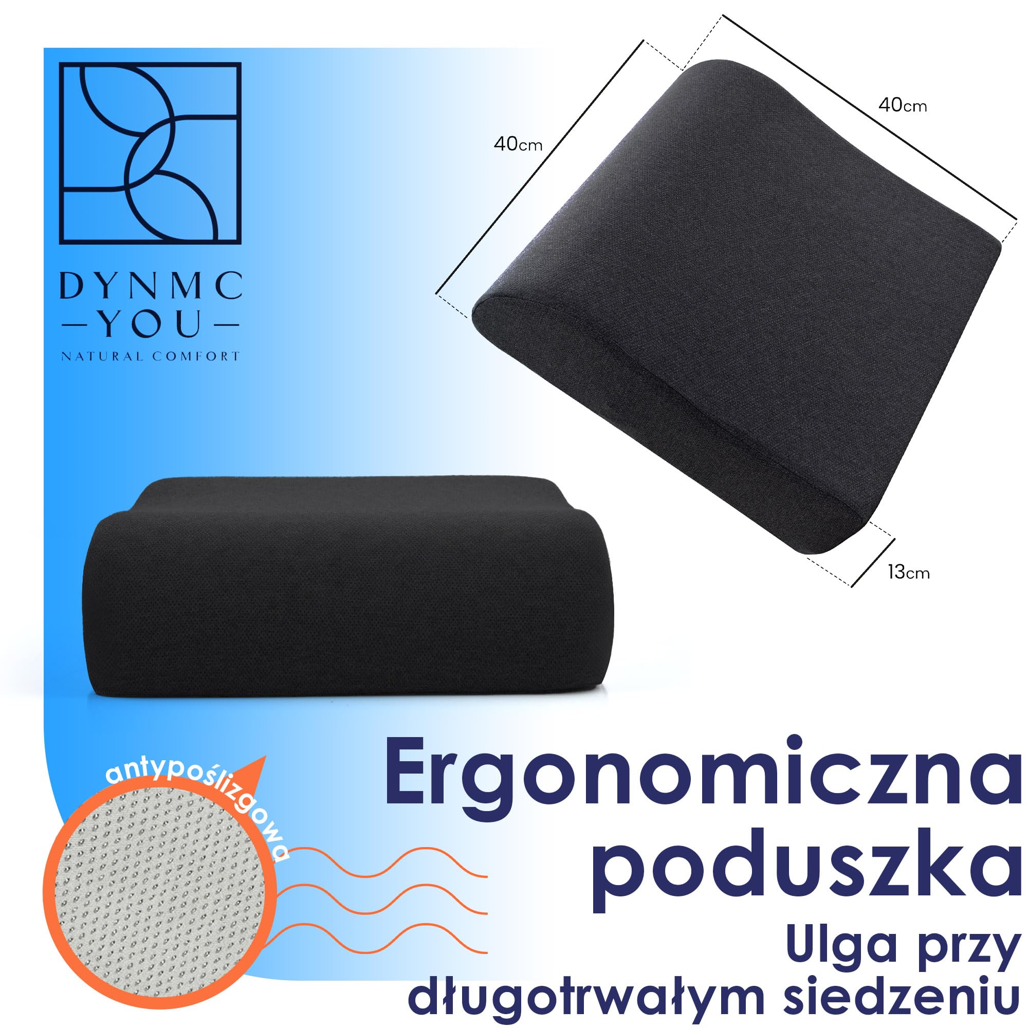Podwyższenie siedziska 12 cm dla dorosłych – twarde, wygodne na krzesło | Twarde podwyższenie & pomoc przy wstawaniu · siedzisko 12 cm wyżej · 41x41 cm · krzesło, auto & biuro · OEKO-TEX