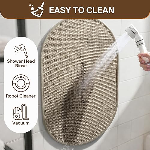 Miniatura 6 de Tapete de baño antideslizante con respaldo de goma mejorado, lavable y delgado, para suelo de baño, alfombras de baño tejidas absorbentes, de secado