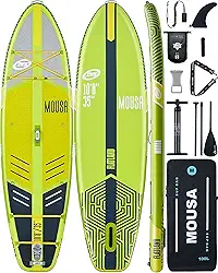 Mousa Prancha de stand up paddle inflável extra larga de 10'8 * 35, prancha de paddleboard estável para 2 pessoas/família, deck de eva completo antiderrapante, alça de ombro, 3 alças, moch