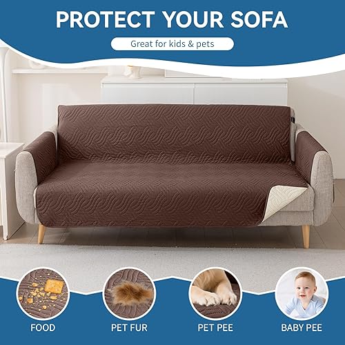 Miniatura 5 de Deep Dream Fundas 100% impermeables para sofá, fundas acolchadas antideslizantes para sofá de 3 cojines, funda de sofá para perros, funda lavable,