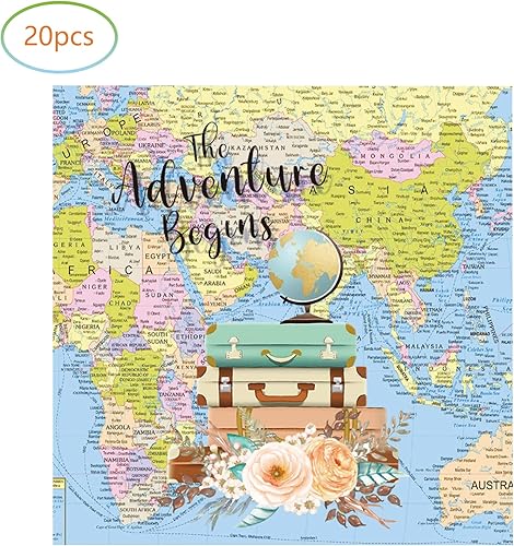 Miniatura 4 de Adventure World Awaits - Suministros para fiestas, 20 platos y 20 servilletas, suministros de decoración de fiesta de The Adventure Begin,