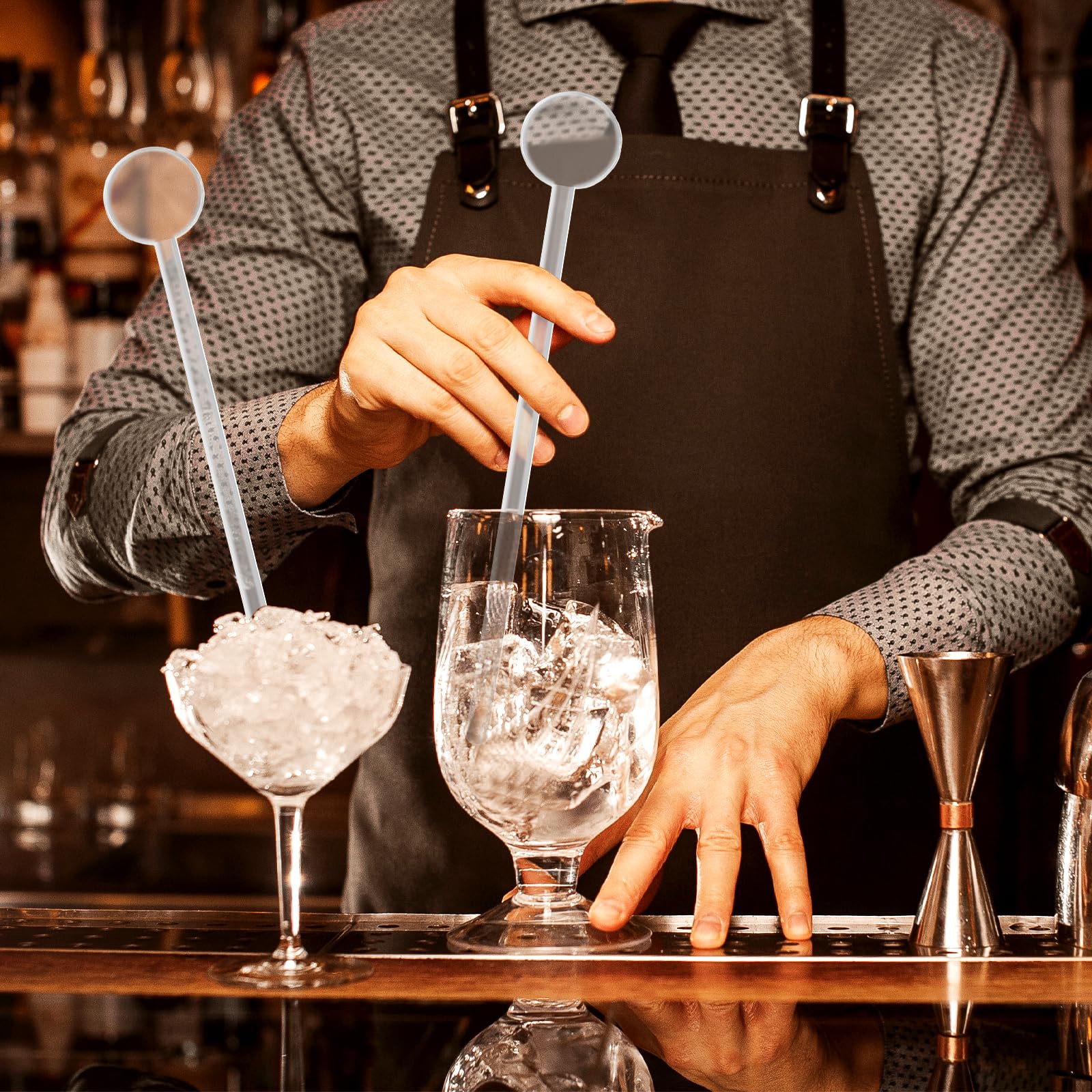 Leikedun 80 tamponi da cocktail riutilizzabili in PS - Agitatore da cocktail, bastoncini da cocktail, 18 cm, trasparenti, per caffè, cocktail, cocktail, succhi, vino, frullati, agitatore in plastica