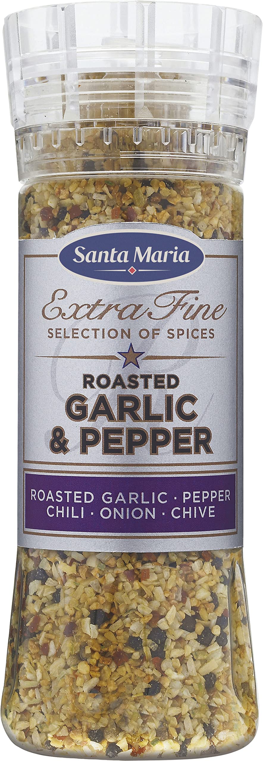 Santa Maria Moulin à ail et poivre 265 g | Poudre d'épices | Idéal pour les frottements, la marinade, la sauce ou la cuisson avec du poulet, du bœuf ou des légumes | Sans gluten