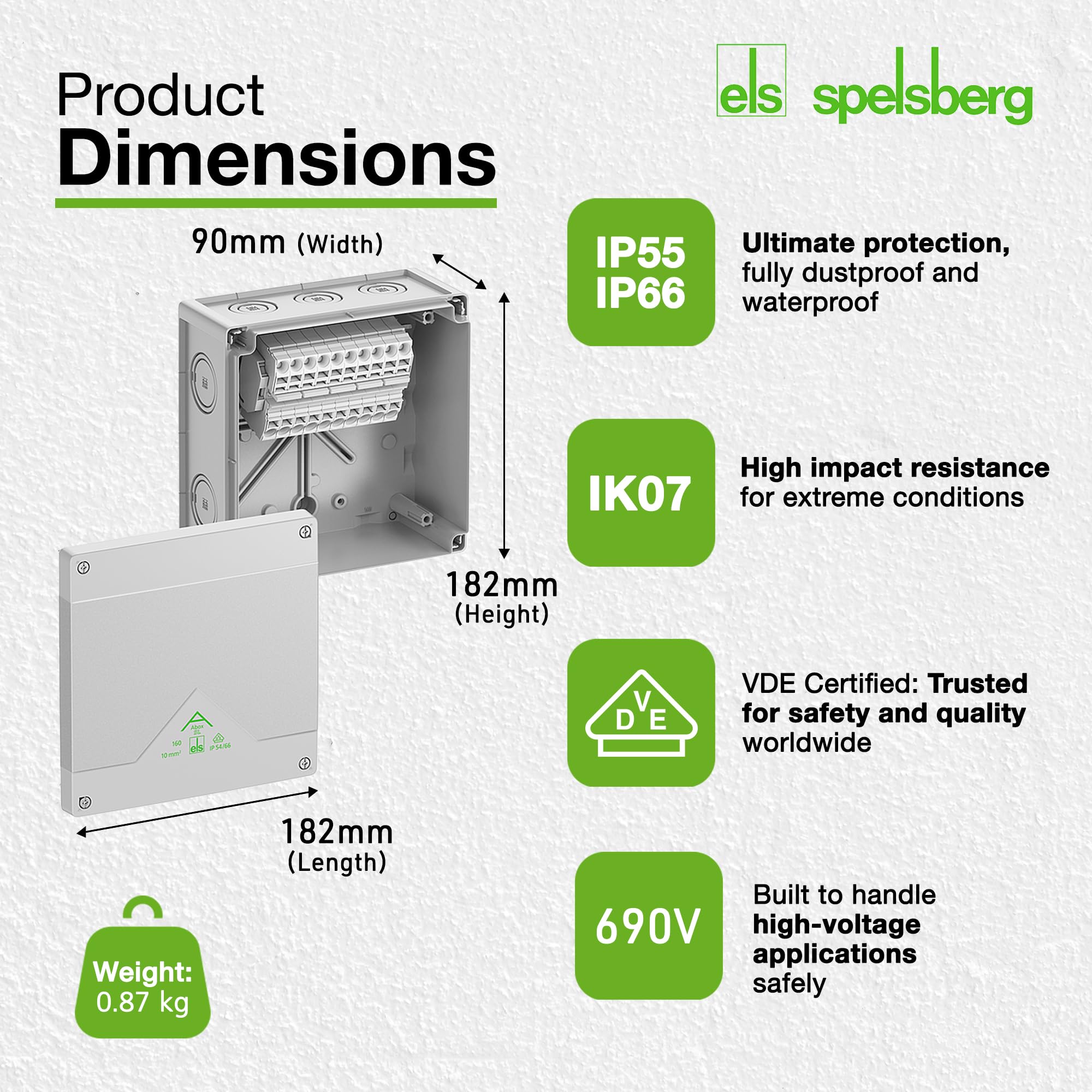 Spelsberg Abox SL-10², Professional IP55/IP66 Junction Box with Raised Screwless Terminal Block, VDE Certified - Image 4