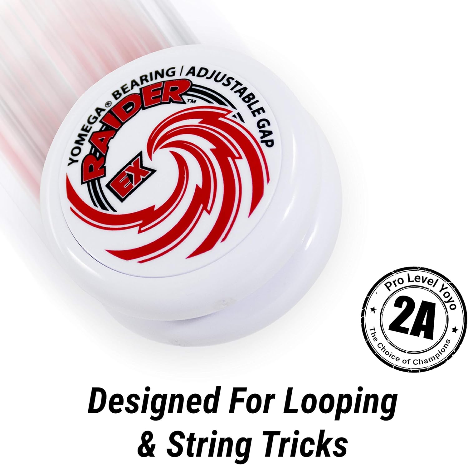 Yomega Raider Ex - Professional Responsive Ball Bearing yoyo, Great for Advanced String Tricks and Looping Play + 5 spacers + Extra 2 Strings (White)