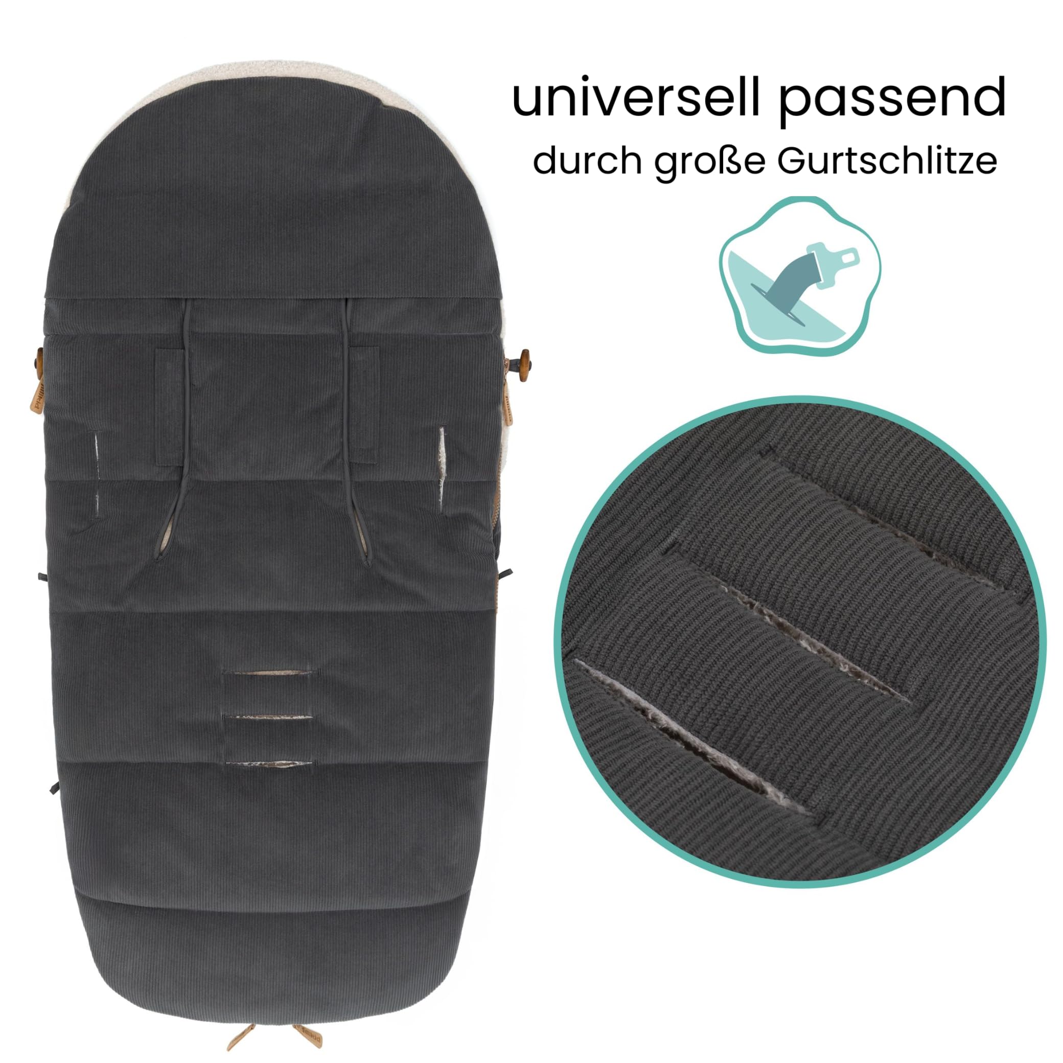 Fillikid Winterfußsack Atlas Cord Exklusiv | Warmes Fleece-Innenfutter, wind- & wasserabweisend, pflegeleicht, komfortabel, für Buggy & Kinderwagen