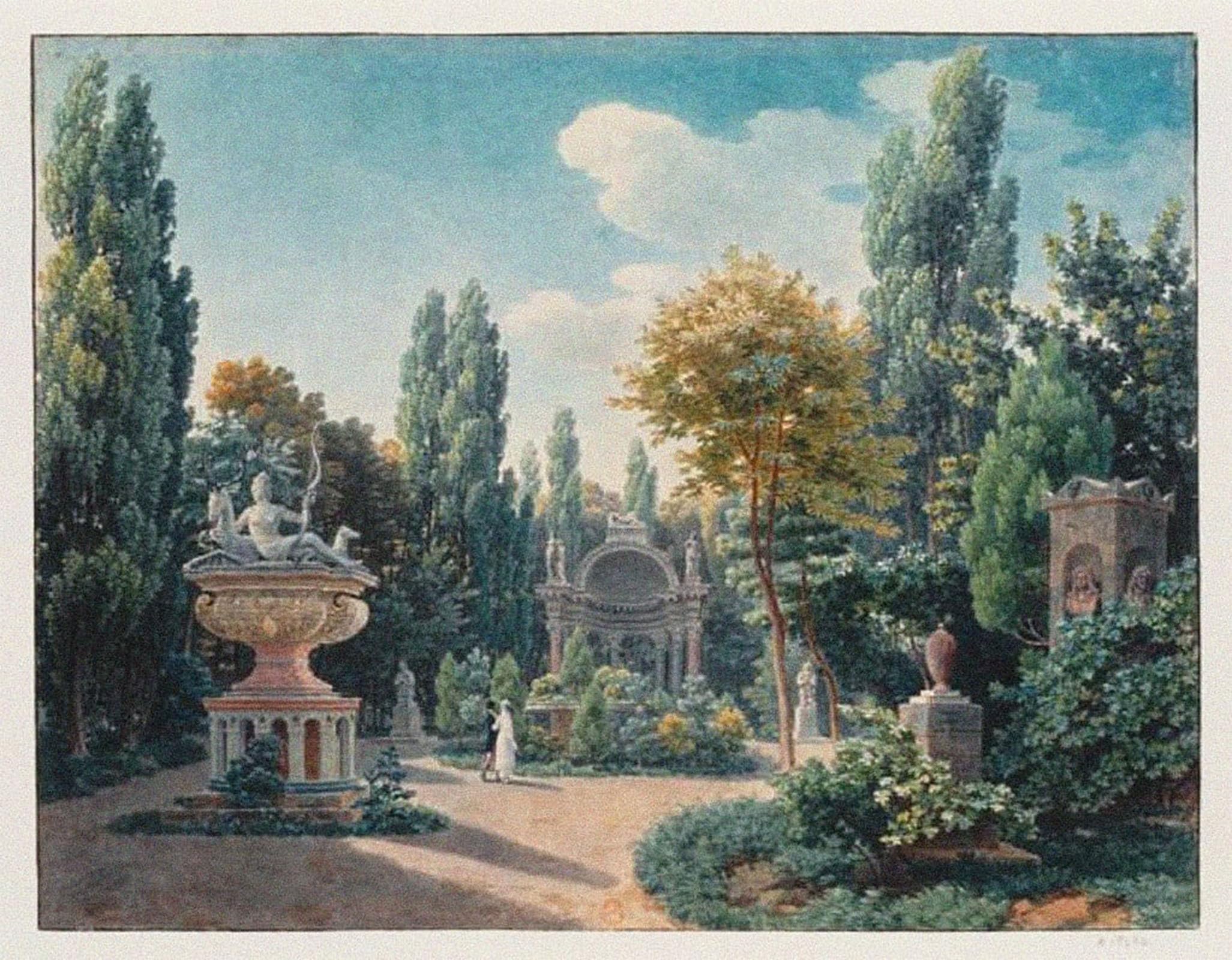 SERENDIPITP Vintage Wall Art Canvas Nordic Poster Canvas Print Picture Monument of Poitiers in the Cloister Garden the Petits Augustins by Jean Lubin Vauzelle Wall Art Poster for Home Decor 60x90cm