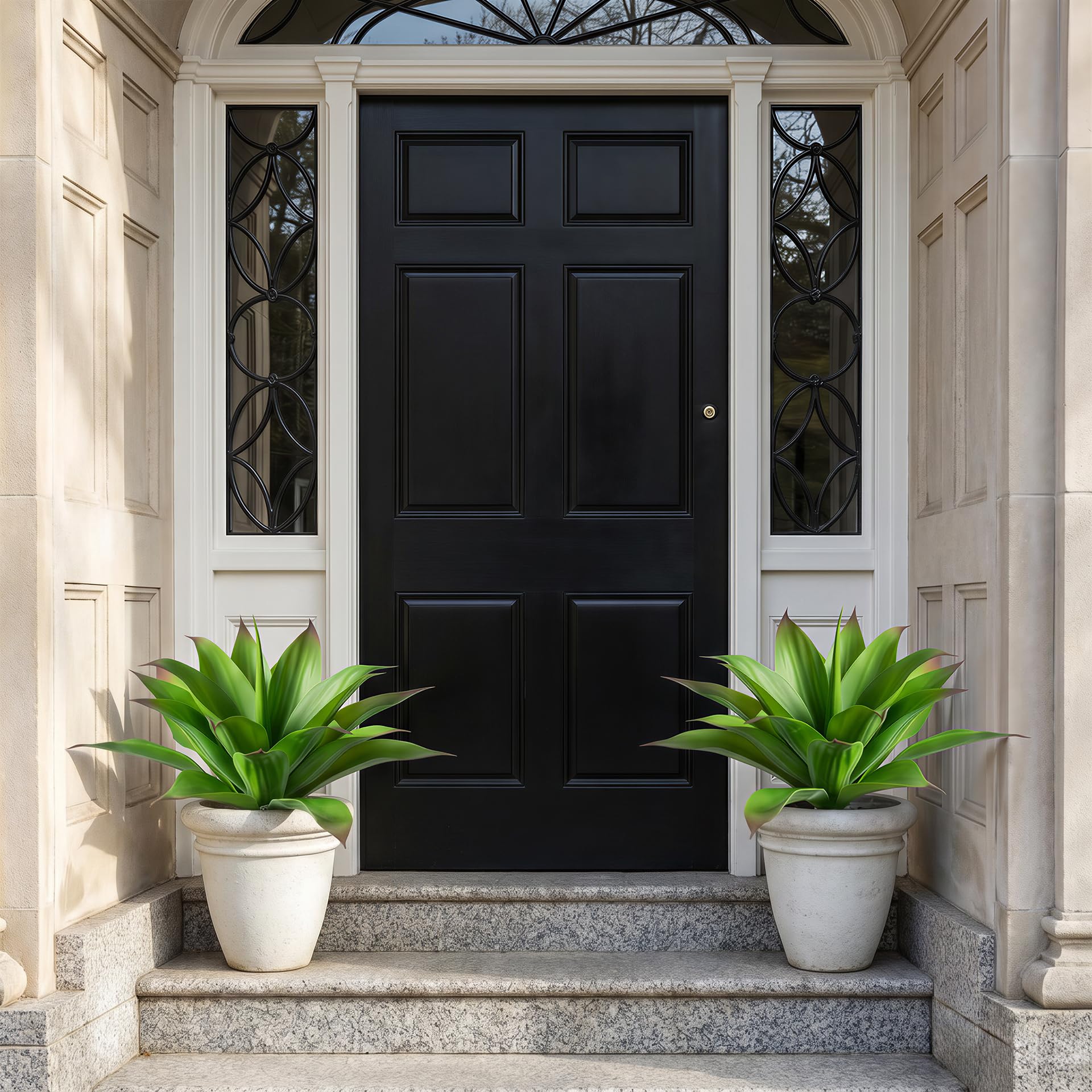 Grandes plantes d'agave artificielles résistantes aux UV pour décoration d'intérieur et d'extérieur Vert 38,1 cm