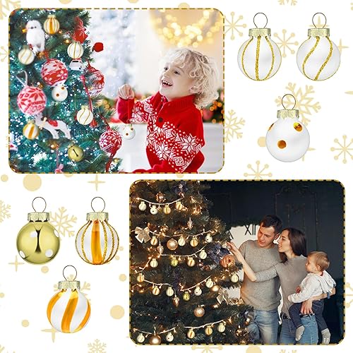 Miniatura 5 de Zhanmai 36 adornos de Navidad, mini esferas de adornos de Navidad, bolas de Navidad de 1 pulgada, mini adornos para decoración de fiestas, bolas en