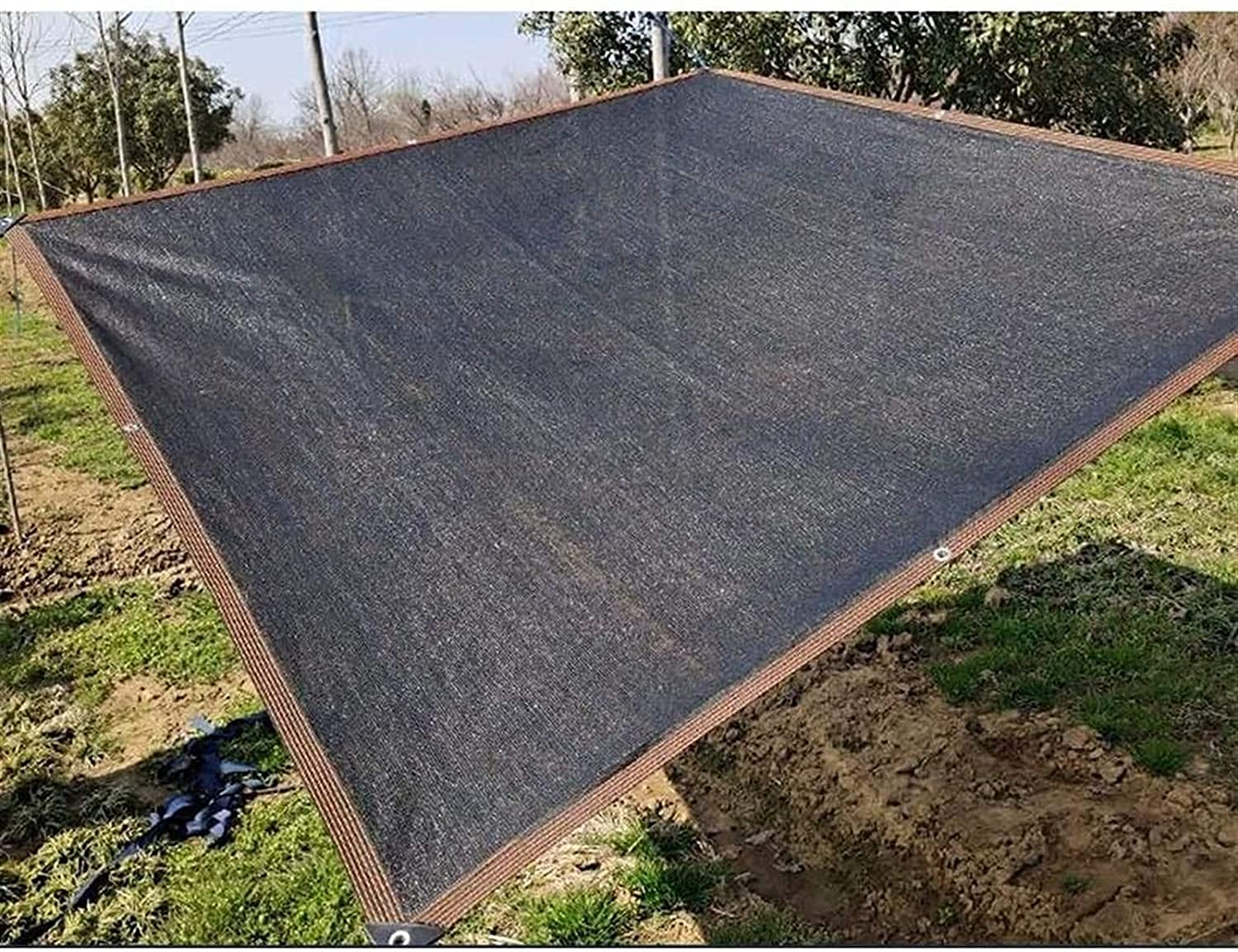 Telo Ombreggiante 70% In HDPE, Marrone, 2x15 M, Con Occhielli E Fascette, Per Giardino, Serre, Piante - 3