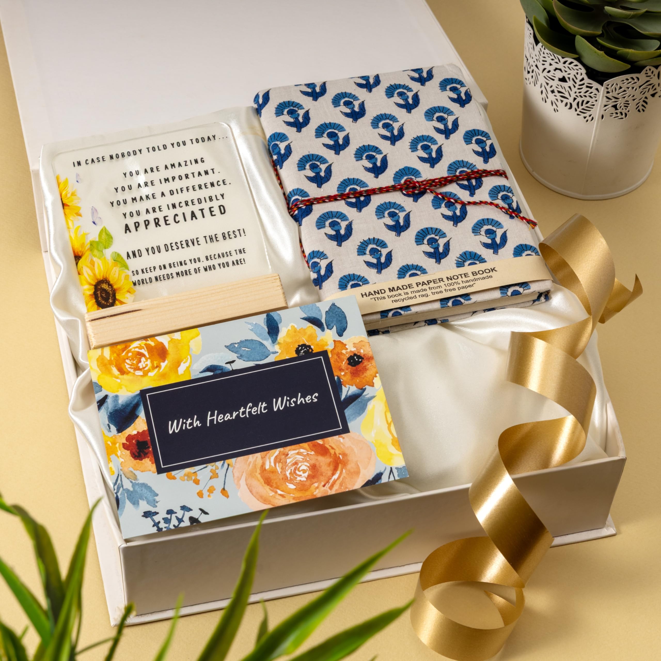 Rarejoy Unique Gift set of Acrylic Desk Plaque with Wooden stand, A Vintage unruled Diary notebook, Gift for Self, Women's Day,Farewell,Birthday