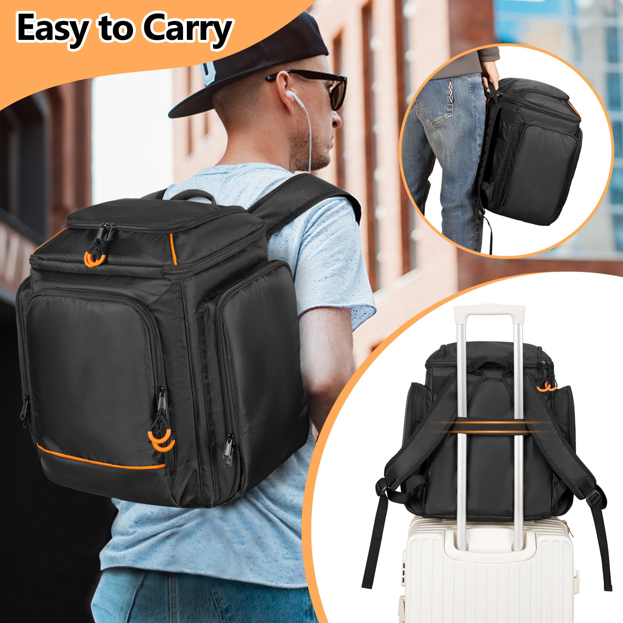 CURMIO Reisetragetasche Kompatibel mit Bose S1 Pro+, Bluetooth-Lautsprecher-Rucksack mit Schultergurten und Zubehörtaschen für Mikrofon, Ladegerät, Kabel, Schwarz