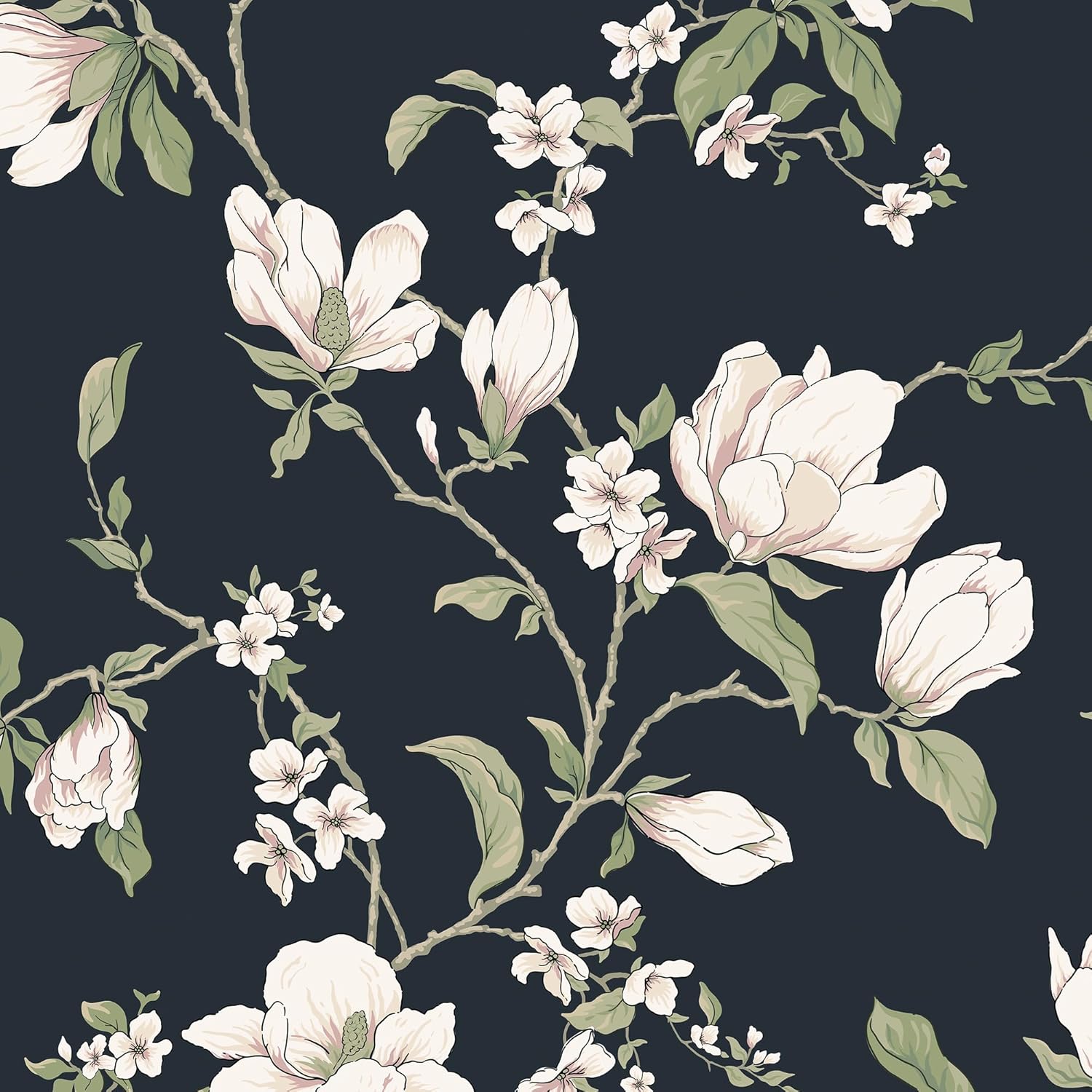 HeloHo Peel and Stick Wallpaper Dark Blue Floral Wallpaper Peel and