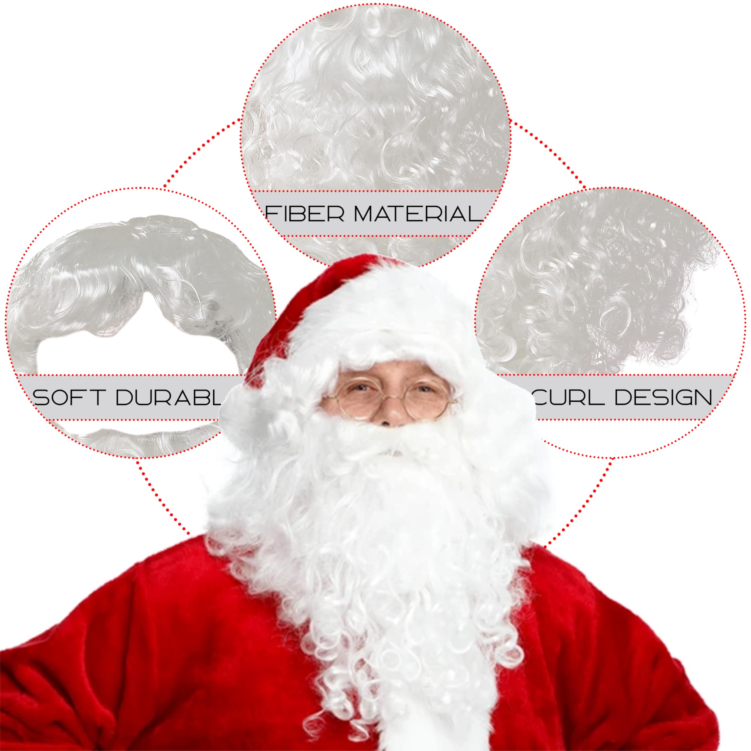 Dreamzfit® Santa Claus Costume Set for Adults, Premium Complete Father Christmas Kit with Wig, Beard, Hat - Image 4
