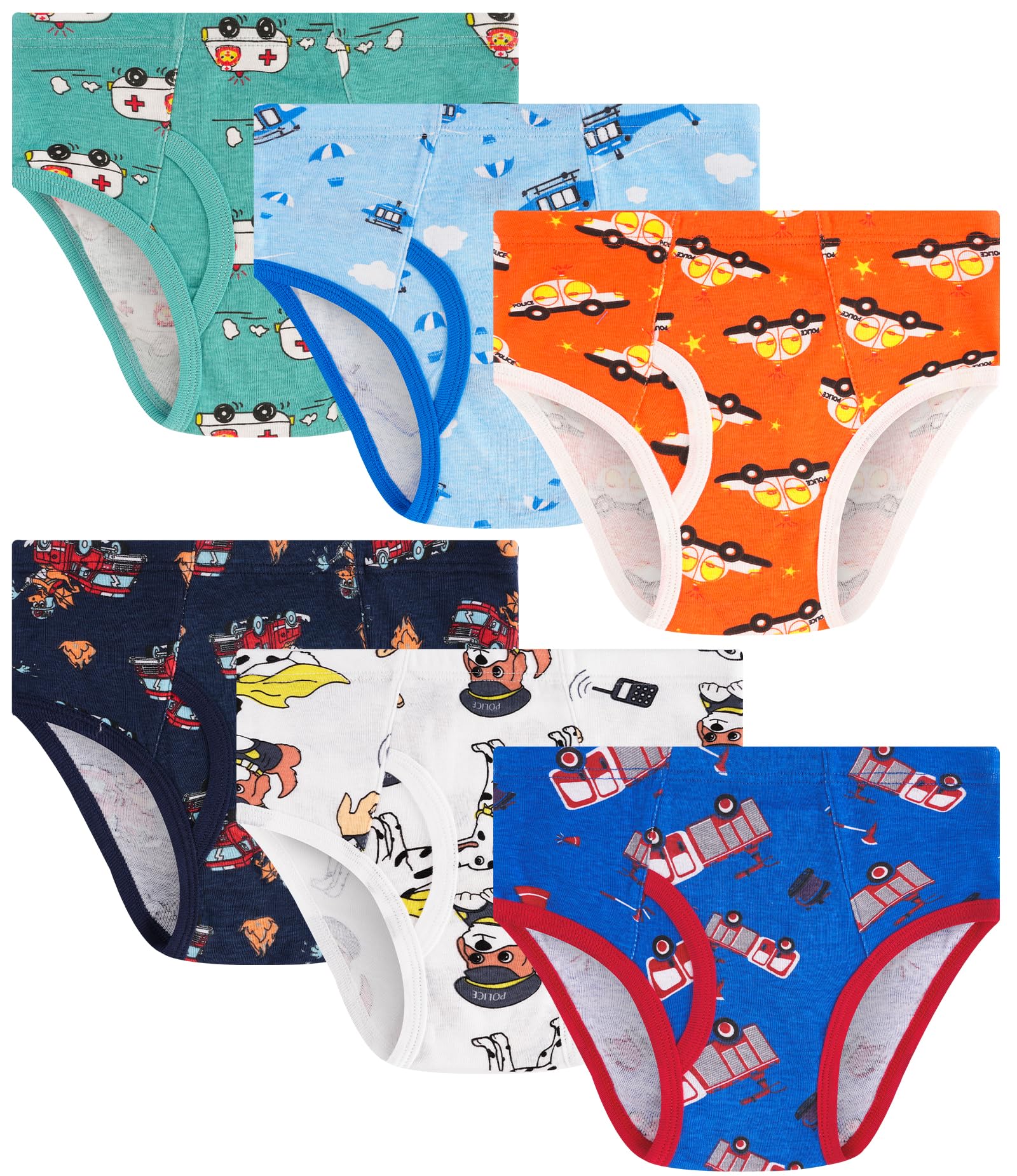 JAHSIYI 100% Cotton Soft Boys Briefs Size 2T-12Yrs Underwear (6-Pack)
