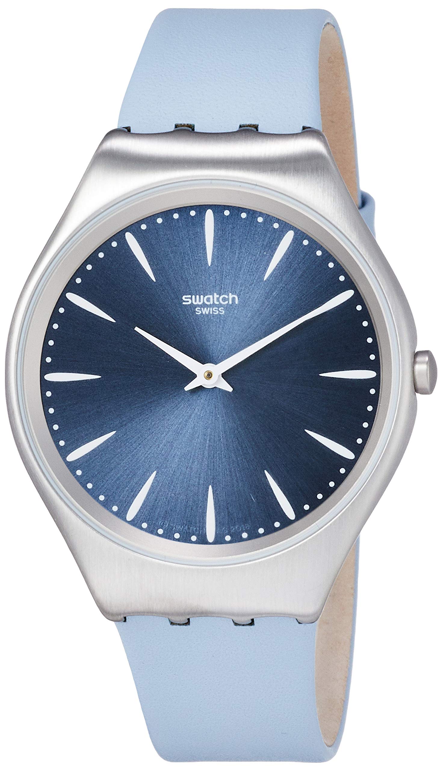 Swatch Unisex Adult Analogue Quartz Watch With Leather Strap